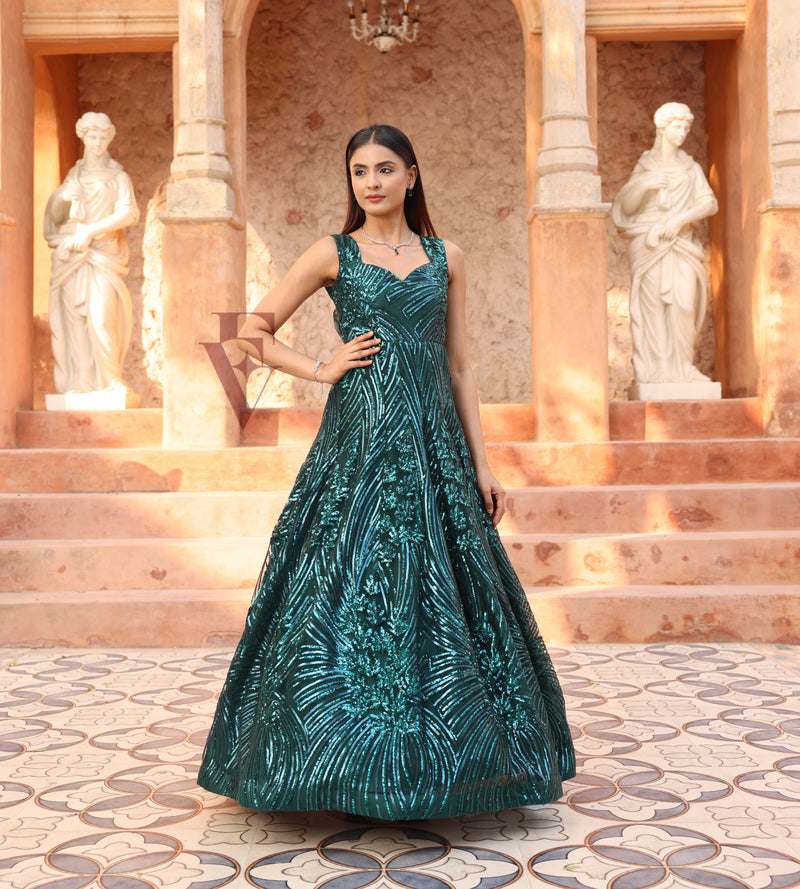 Rama Green Flared Gown Evarrah - Crafting Textiles, Creating Style Rama Green Flared Gown Evarrah - Crafting Textiles, Creating Style