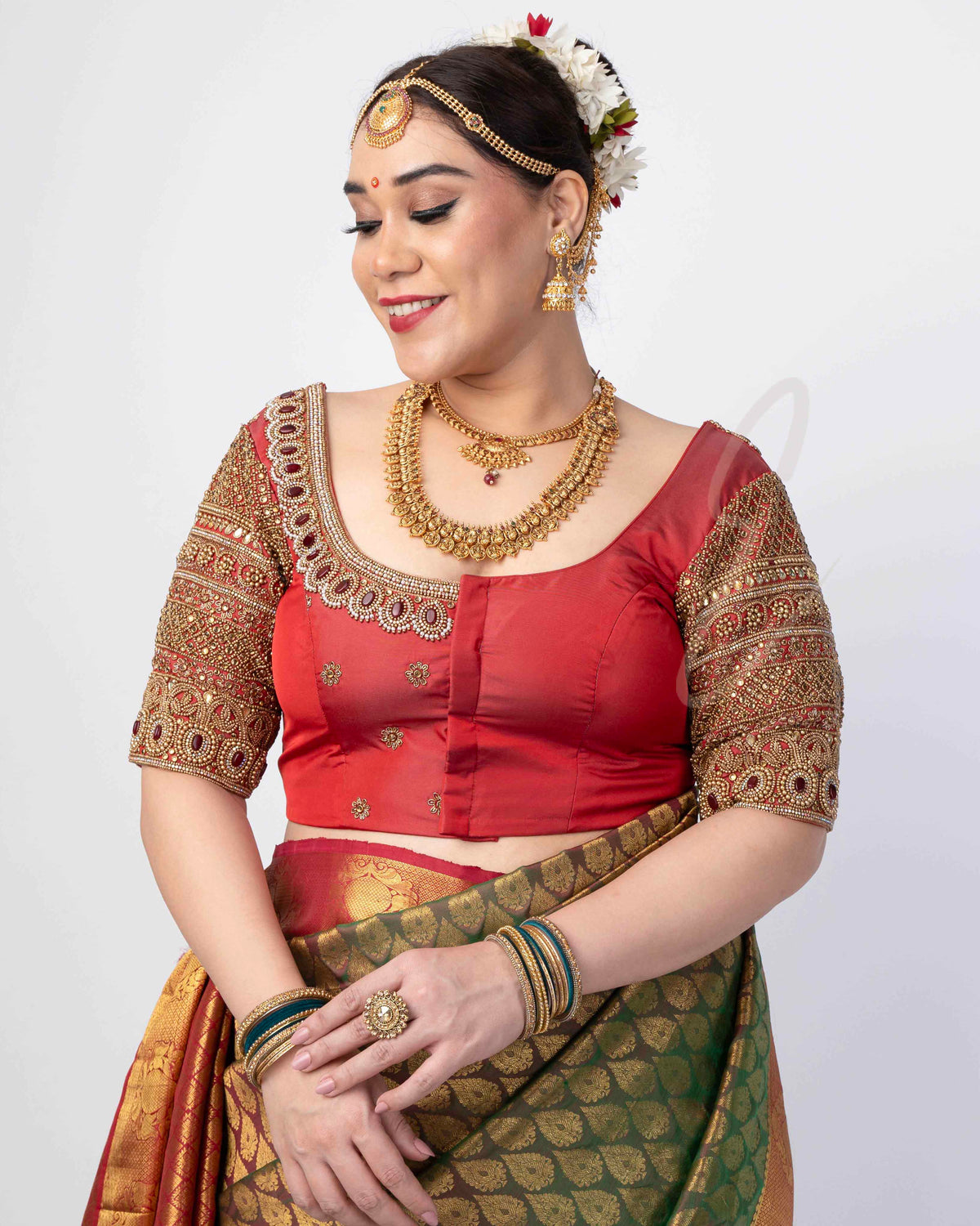 Deep Brick Red Silk Cotton Blouse
