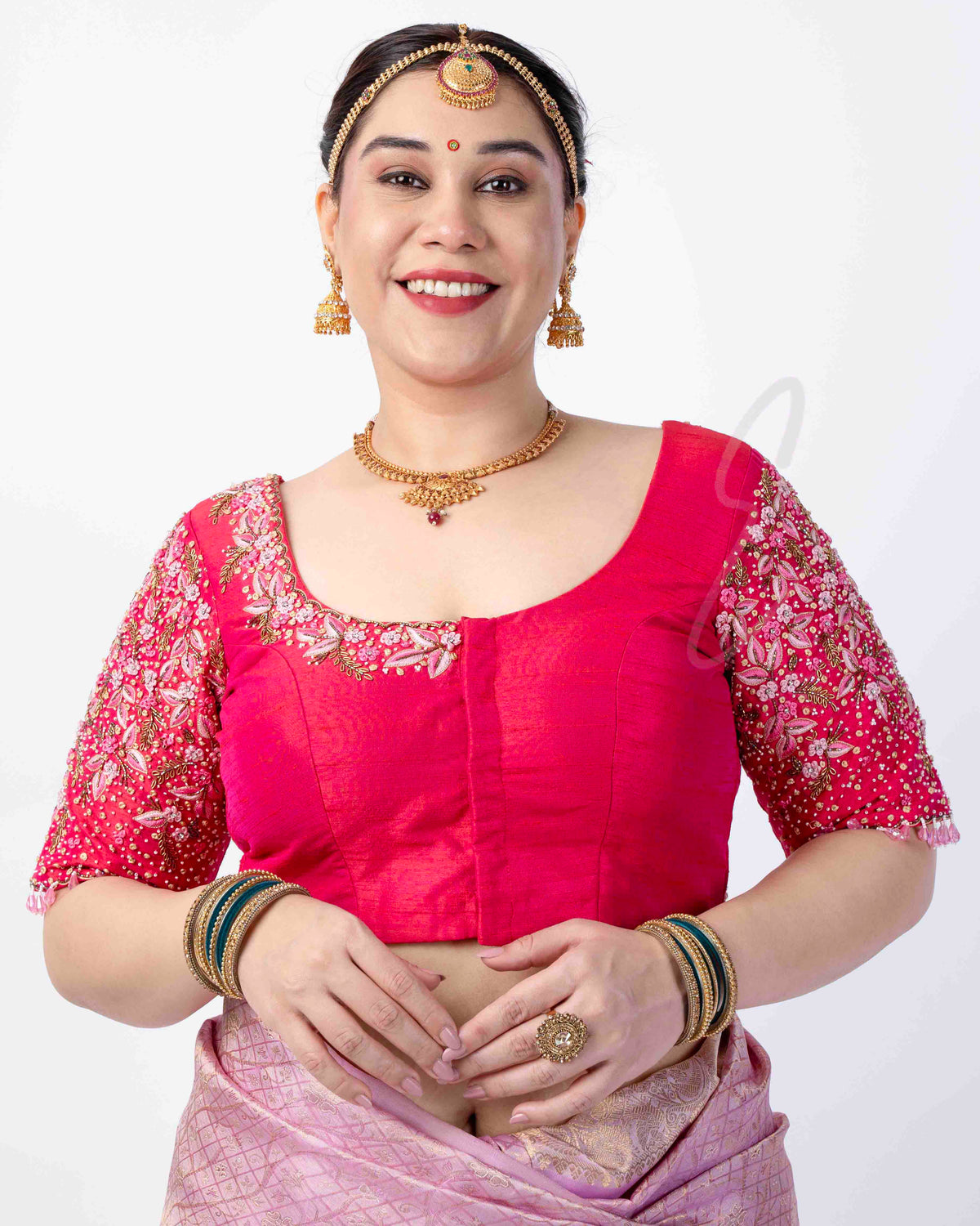 Pink Raw Silk Cotton Blouse