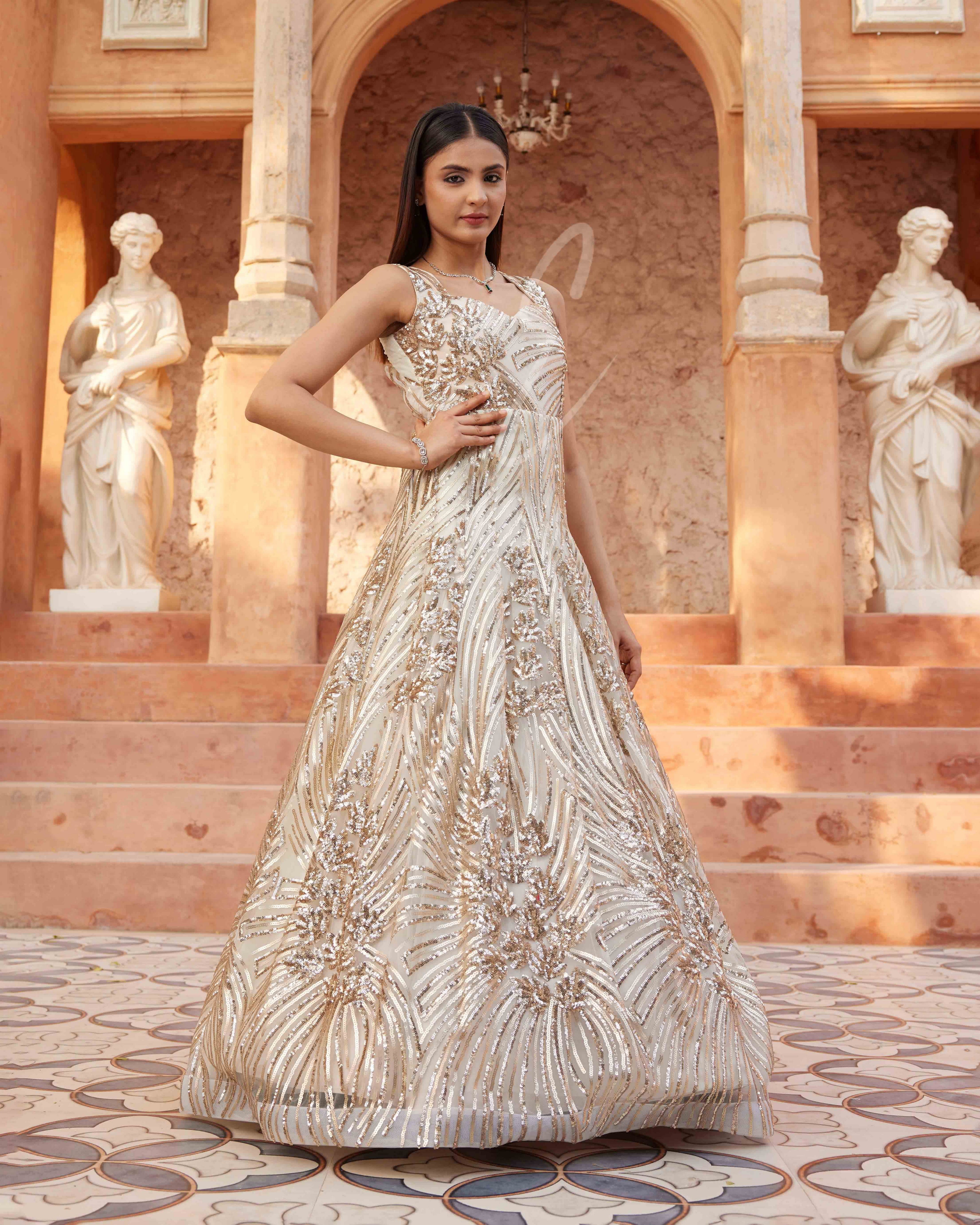 Golden Flared Gown