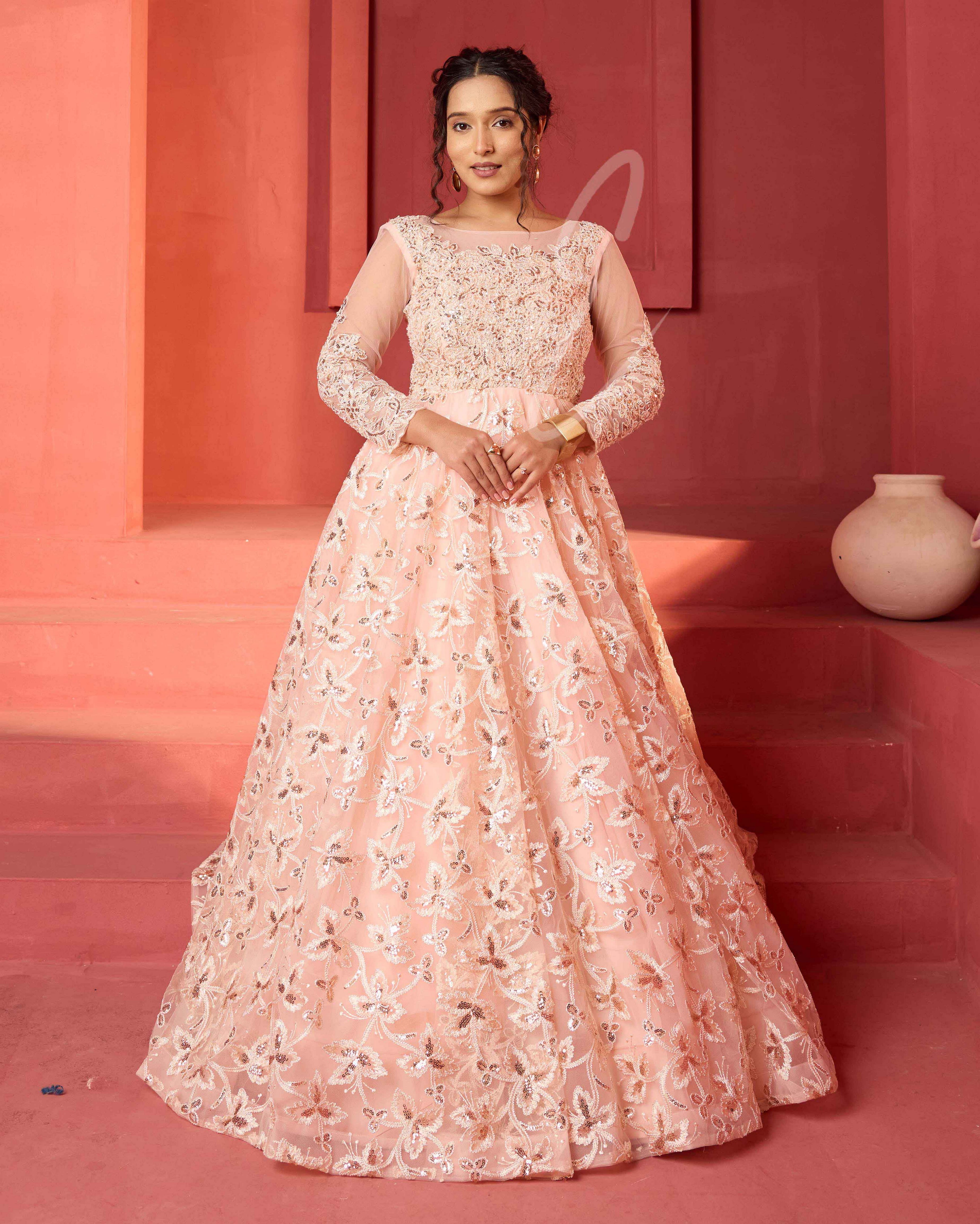 Peach-flared Gown