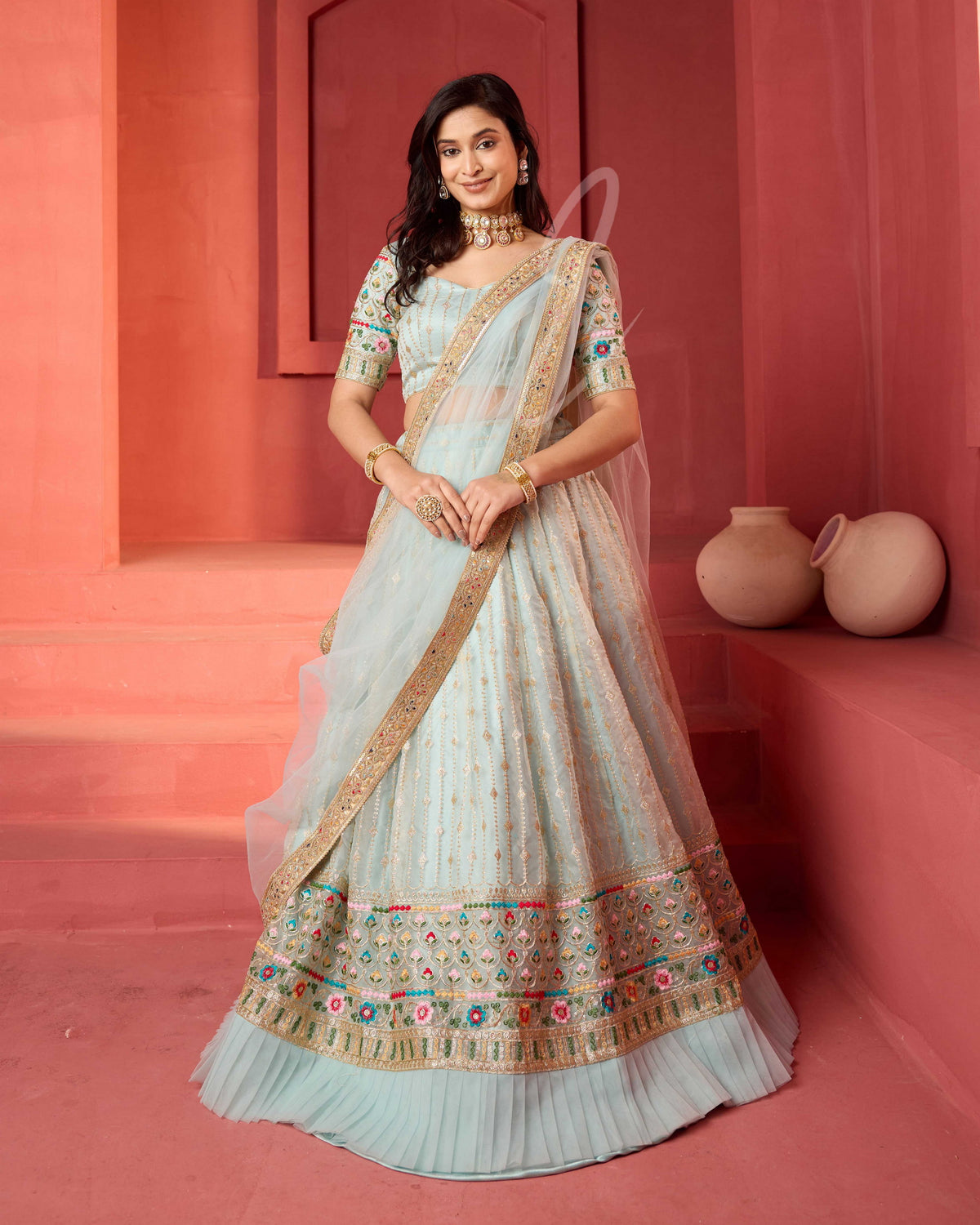 This sea green lehenga