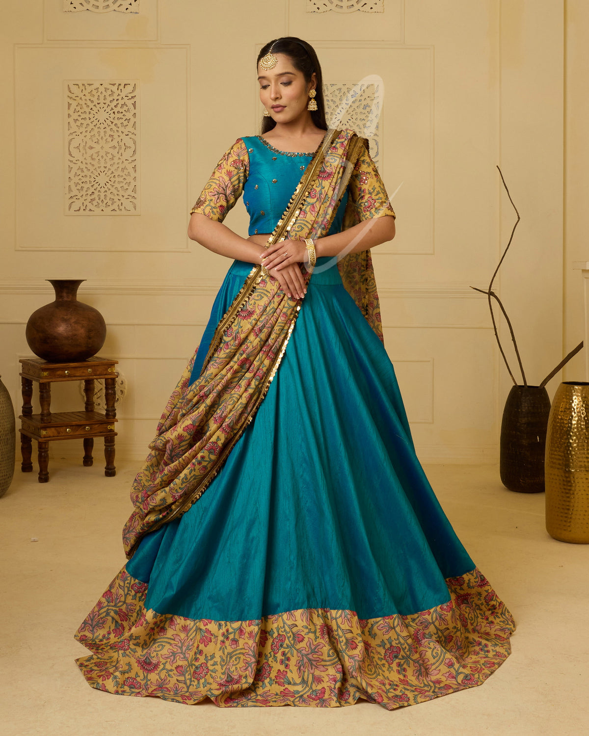 Rama Blue with Yellow Lehanga