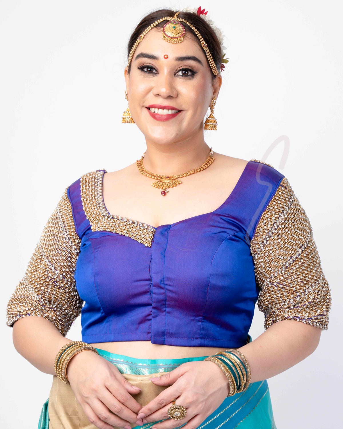 Bluish Violet Silk Cotton Blouse