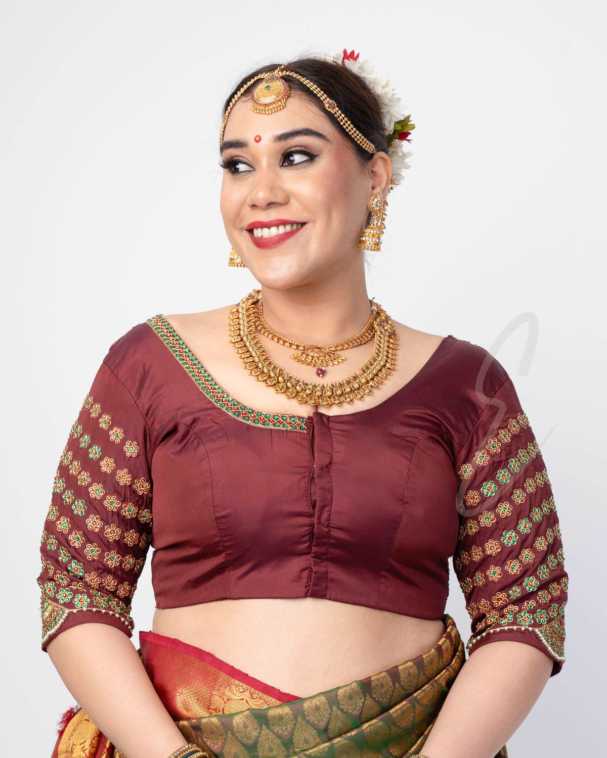 Deep Maroon Silk Cotton Blouse