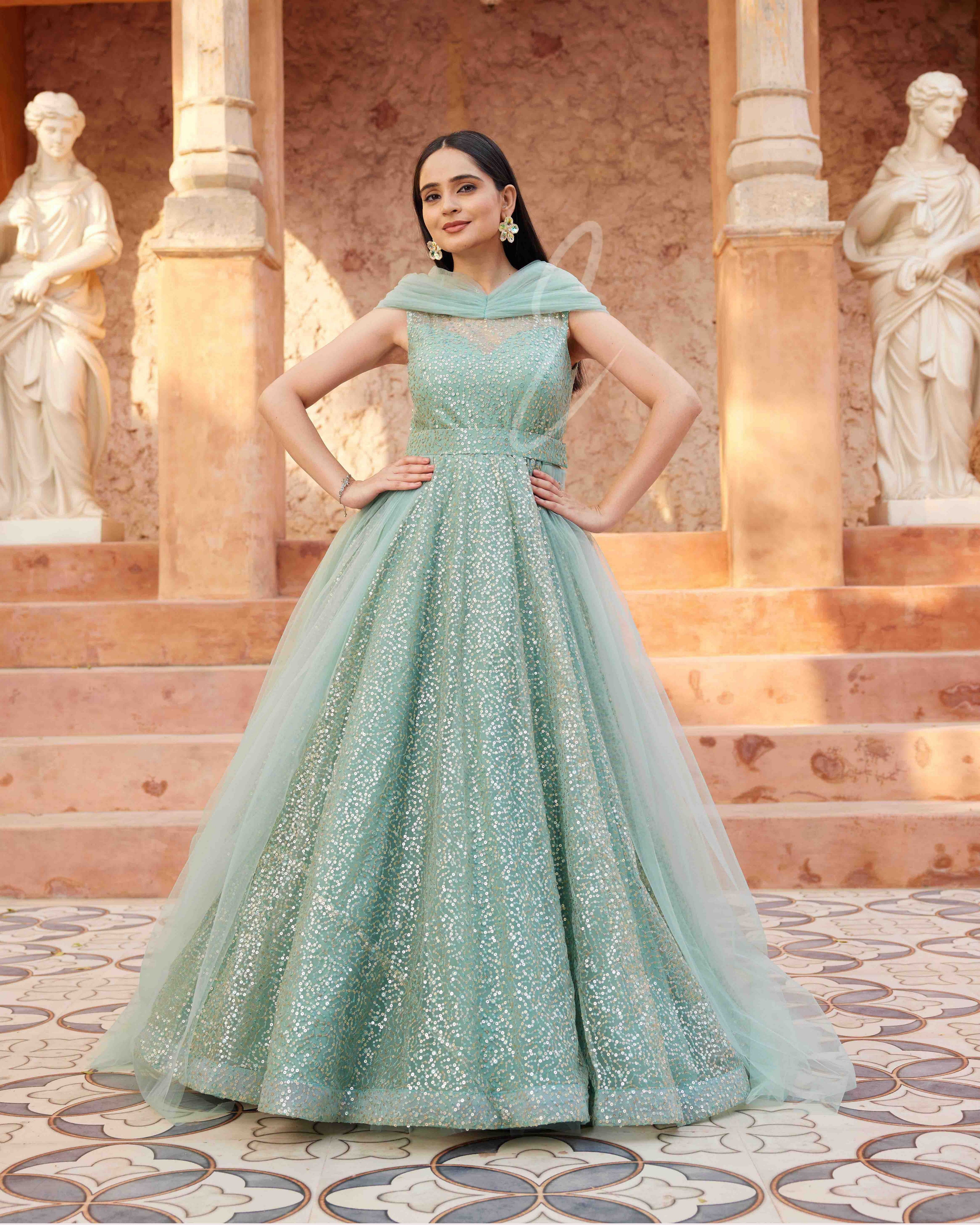 Seagreen Flared Gown