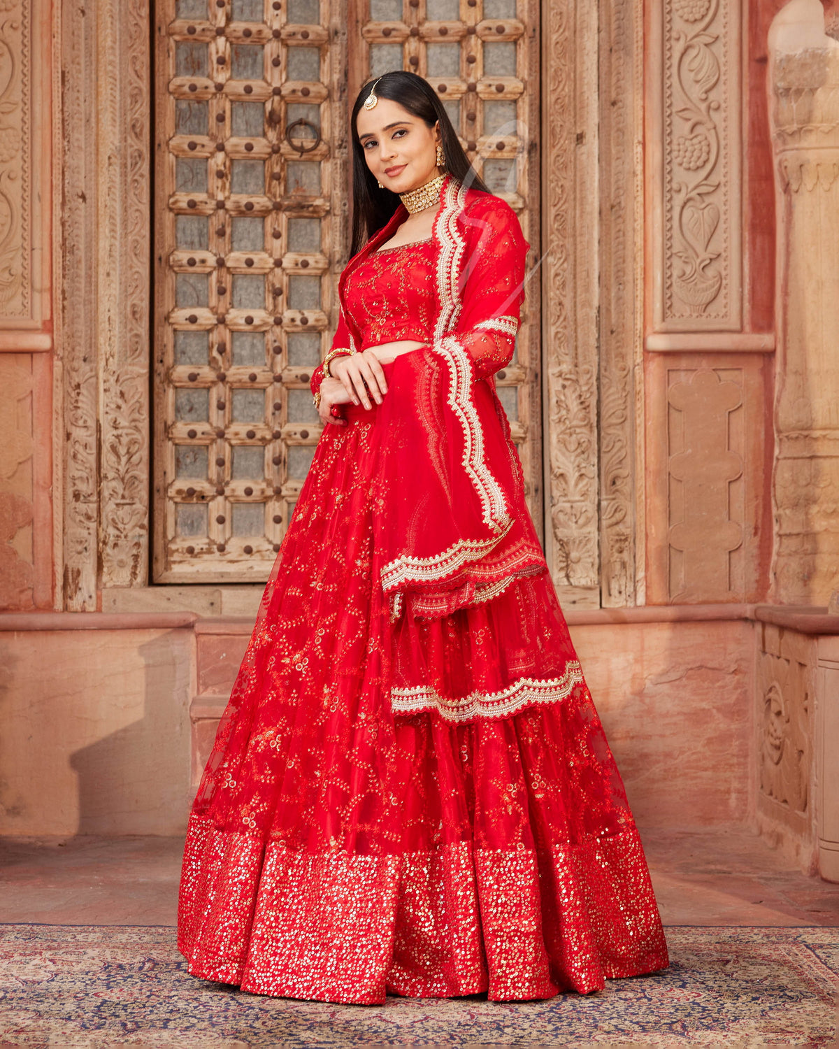 Vibrant Red Lehenga