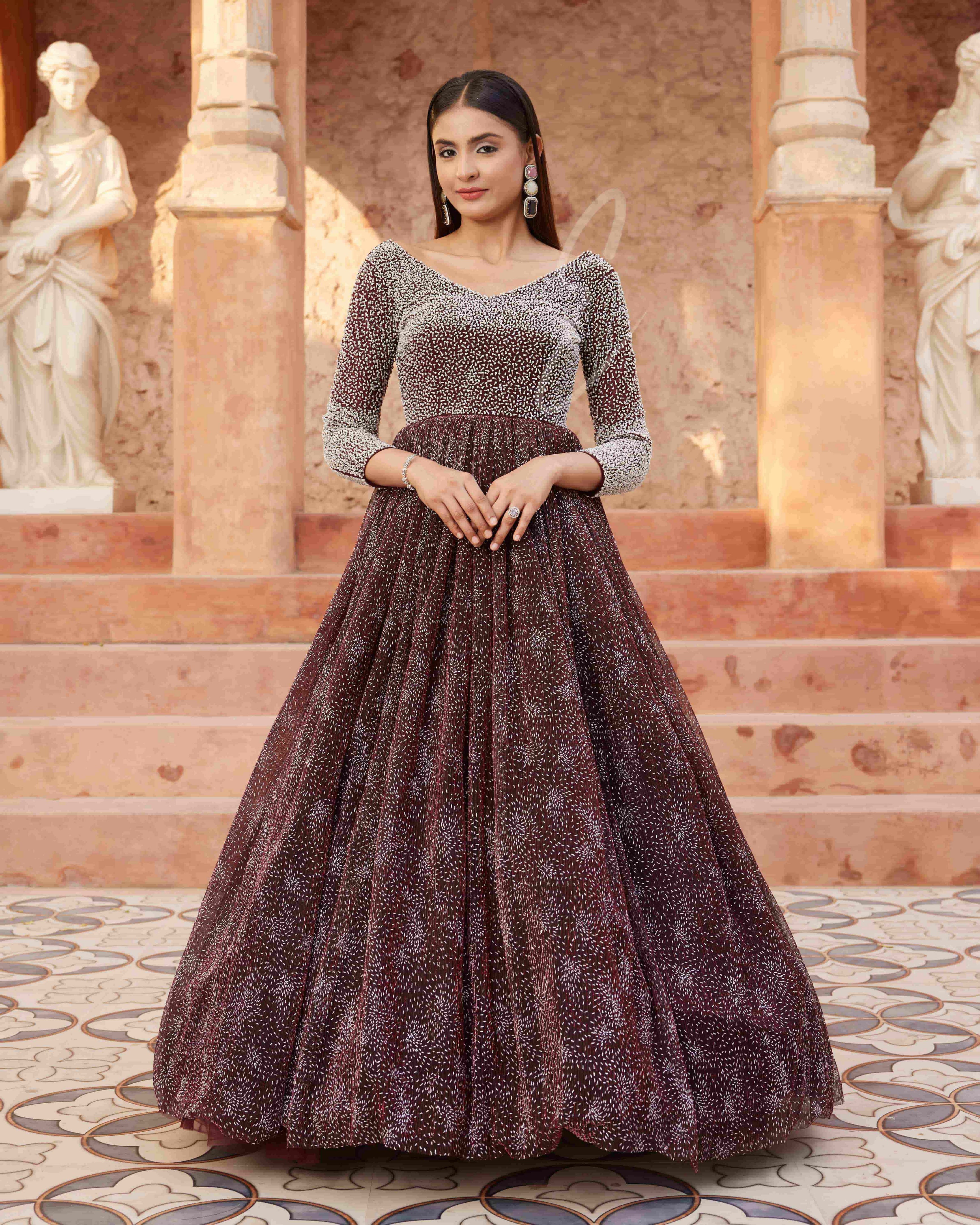 Maroon Flared Gown
