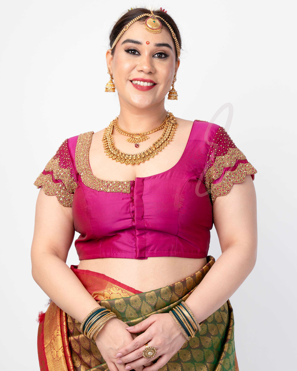 Dark Pink Silk Cotton Blouse