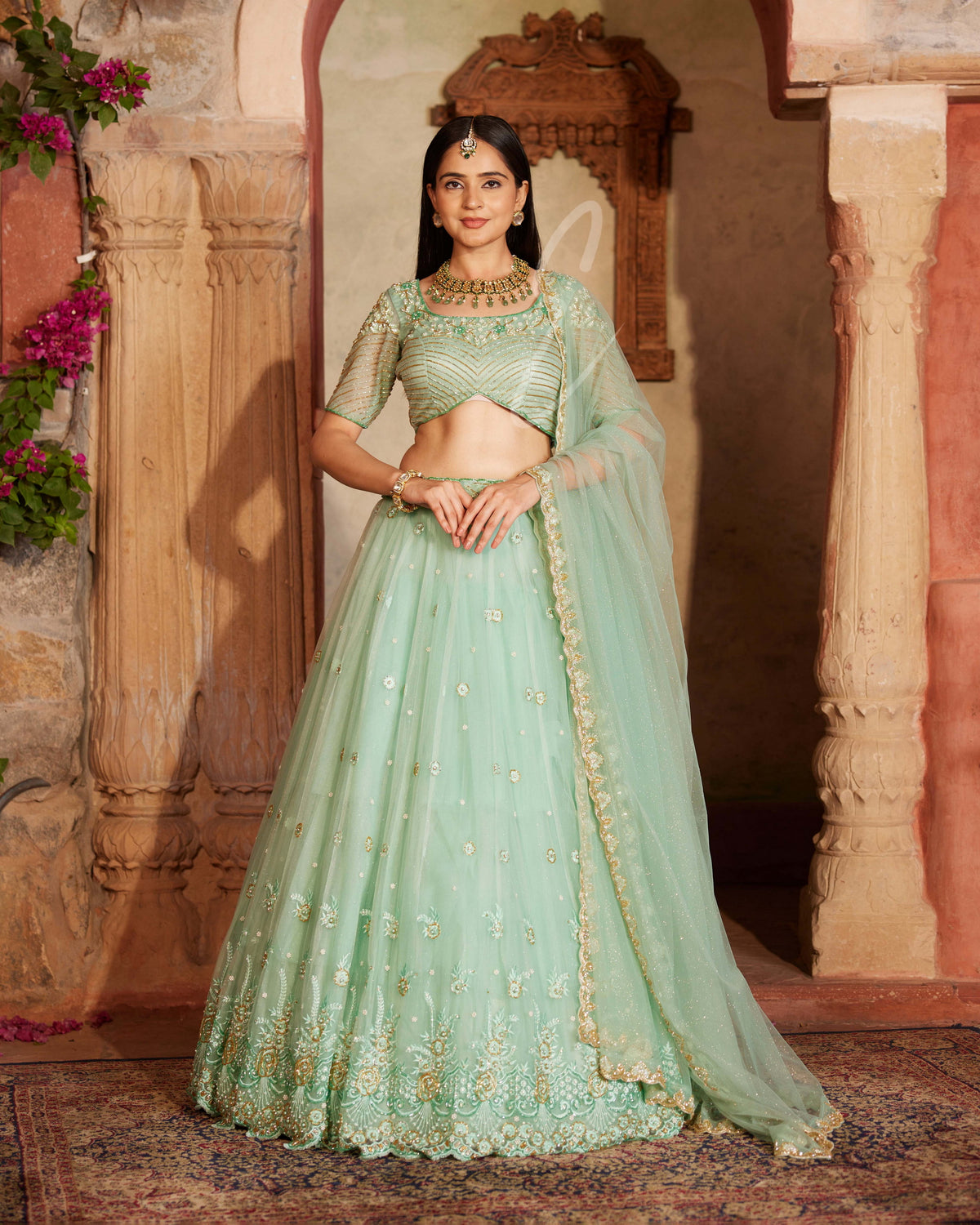 Aqua-green Lehenga