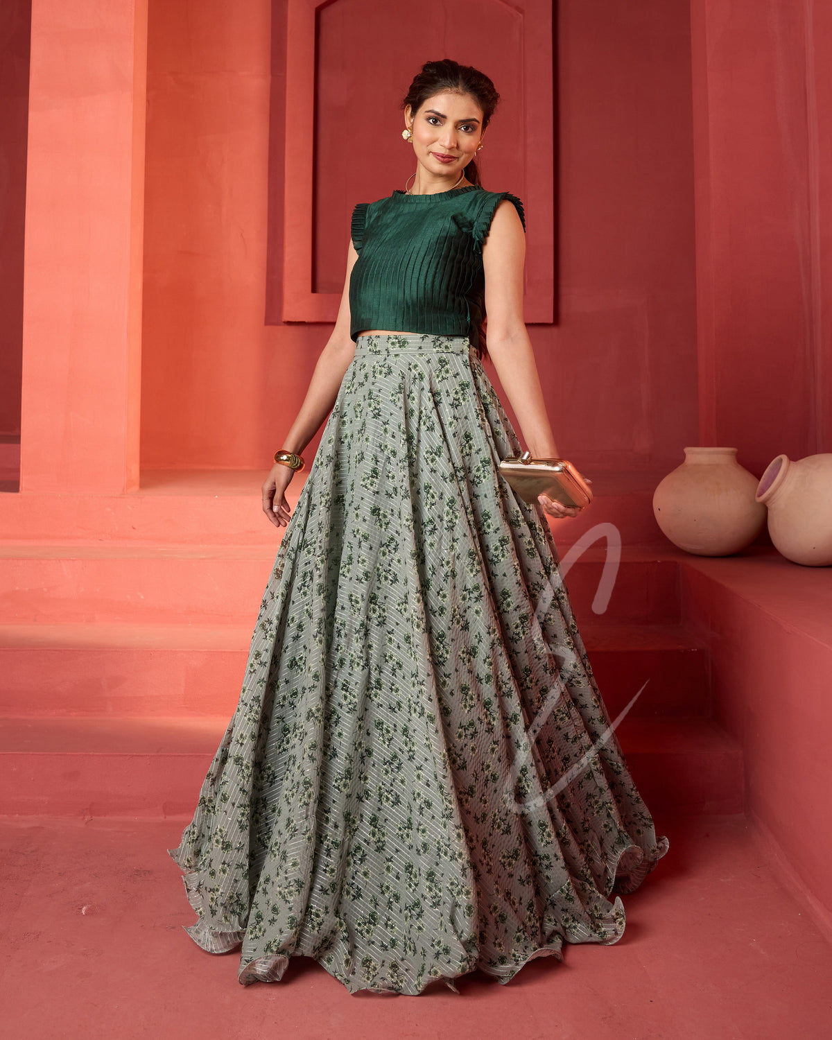 Sea Green Georgette Skirt
