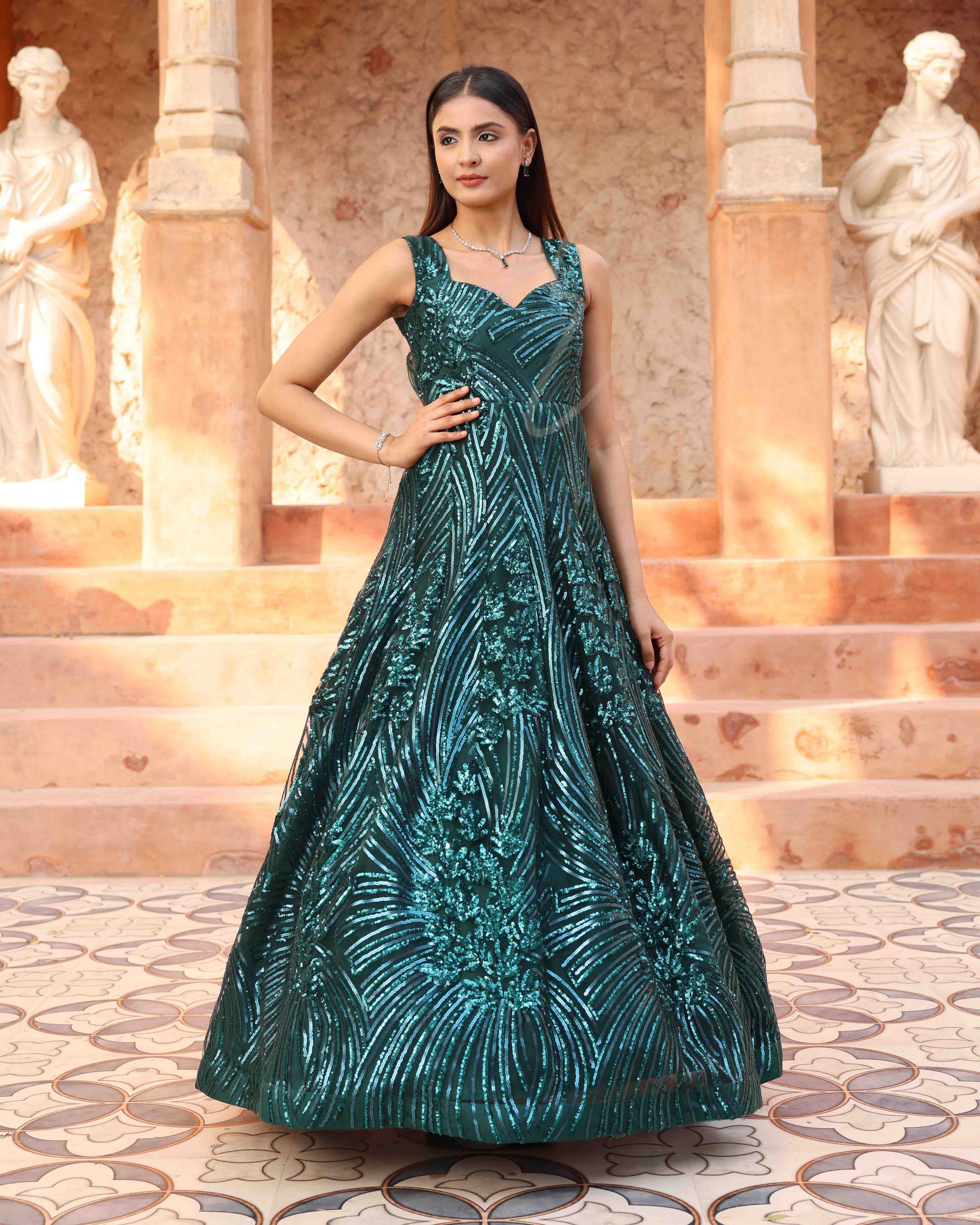 Rama Green Flared Gown