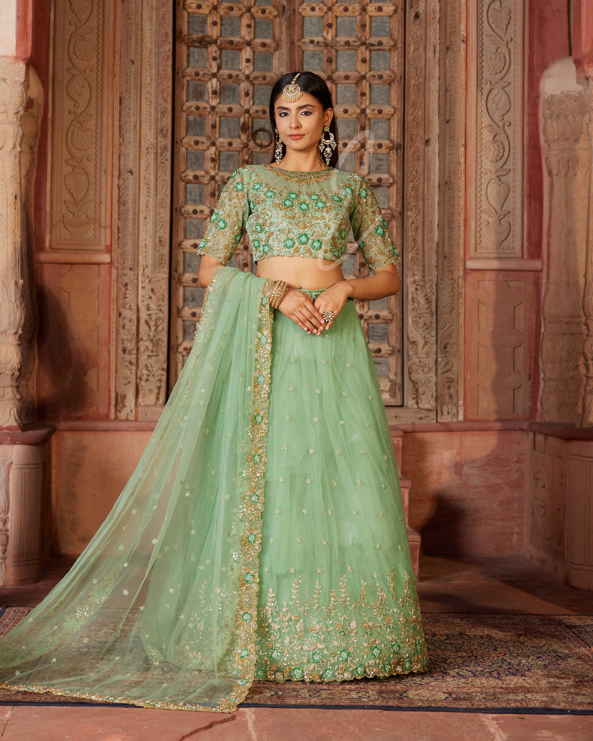 Premium Aqua Green Lehenga