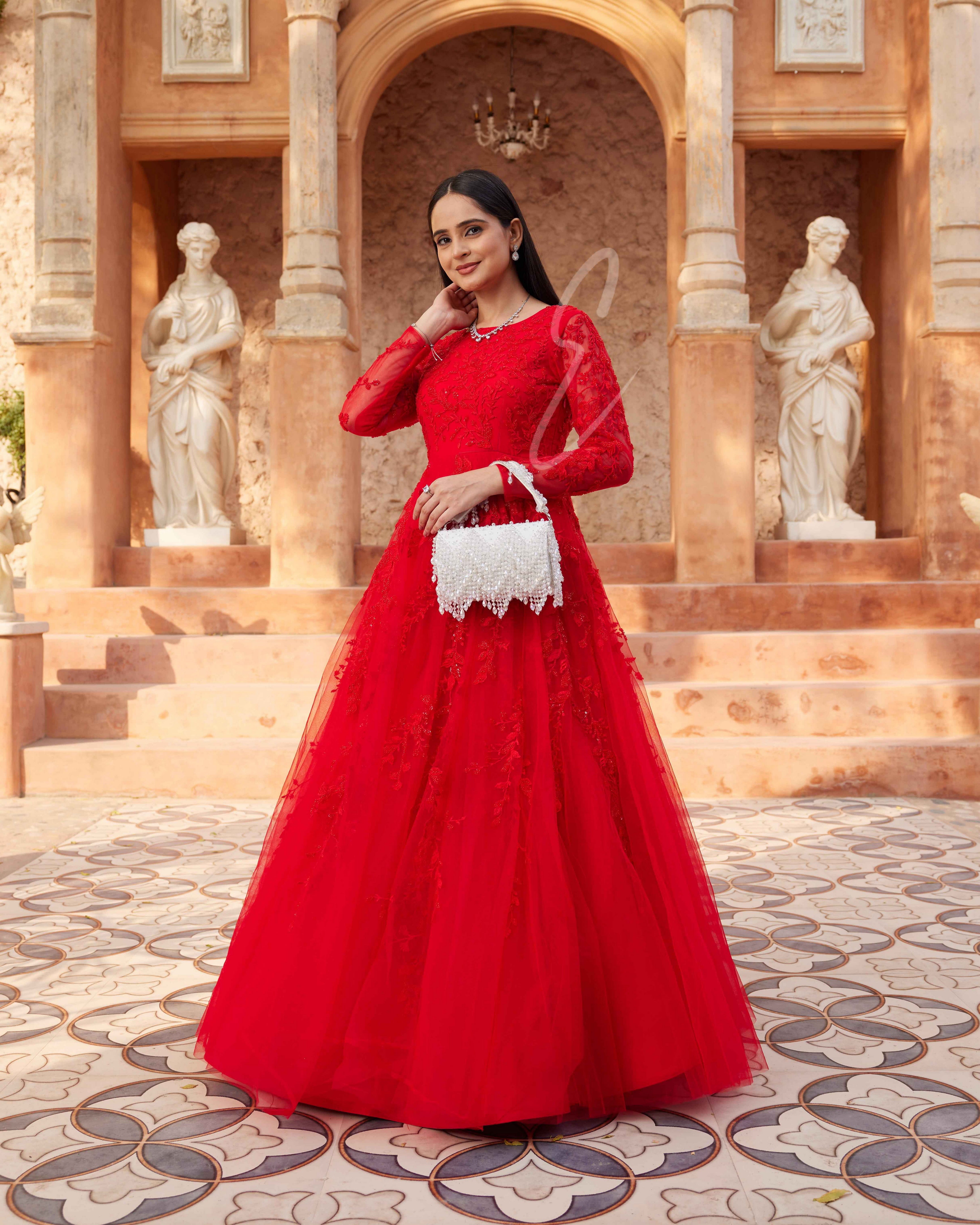 Red Flared Gown