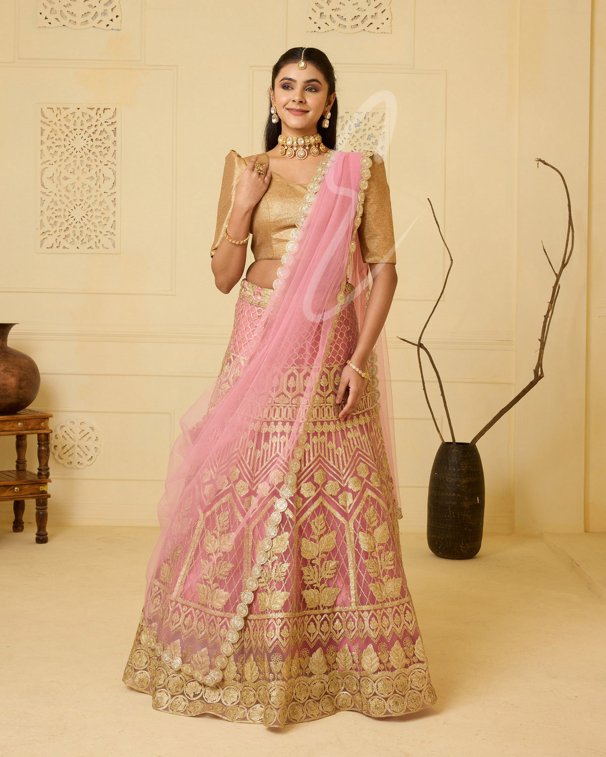 A pink lehenga