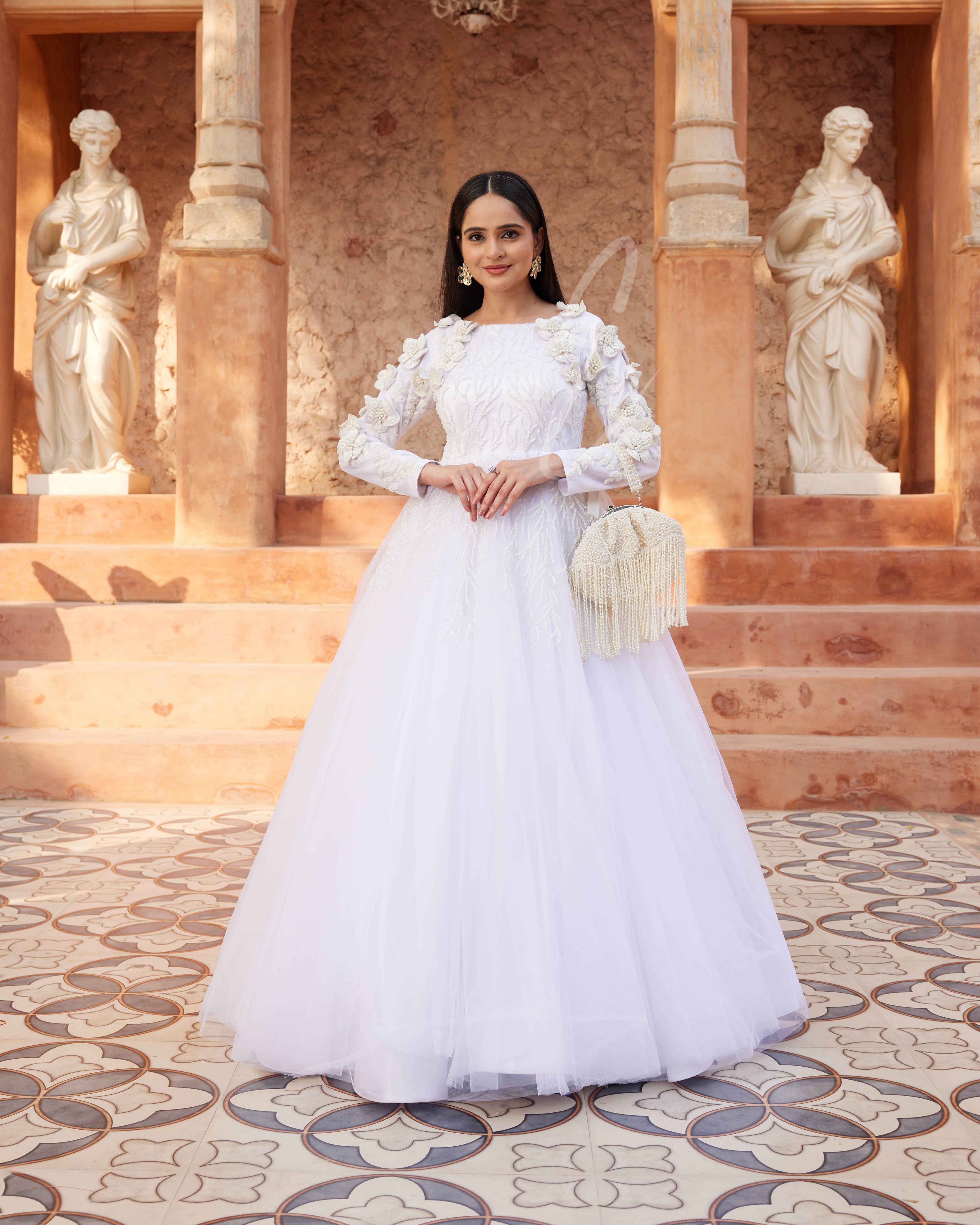 White Flared Gown