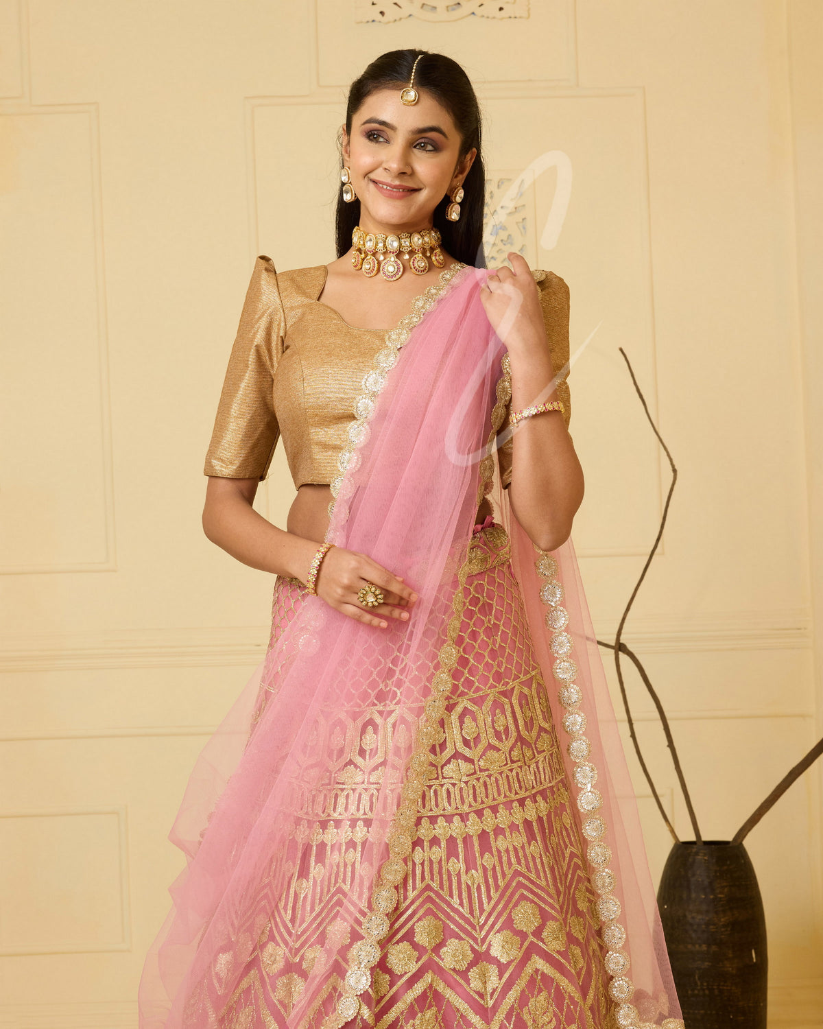A pink lehenga