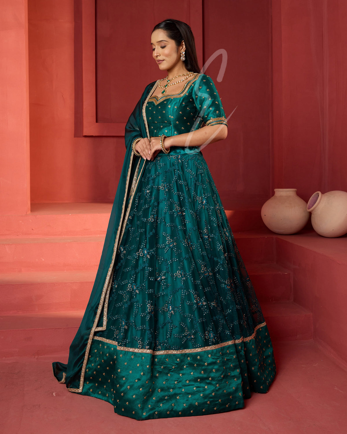 Rama green Lehanga