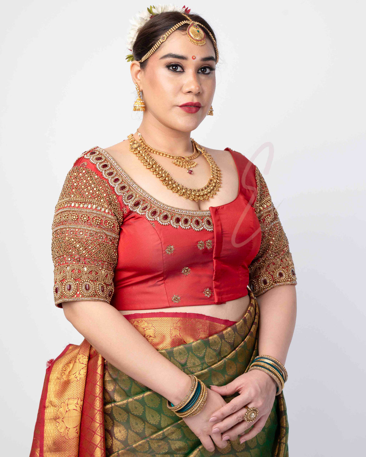 Deep Brick Red Silk Cotton Blouse