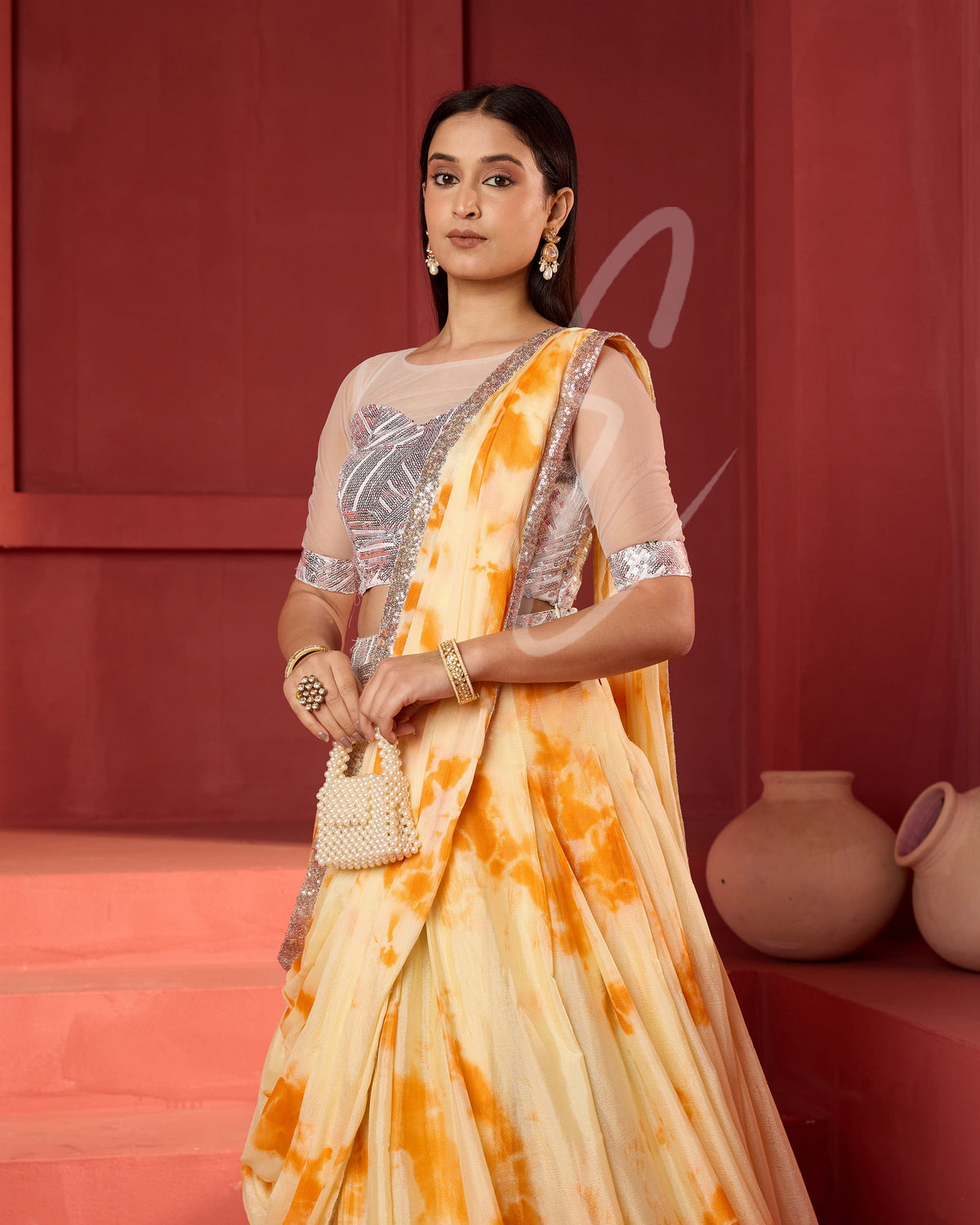 The light yellow lehenga