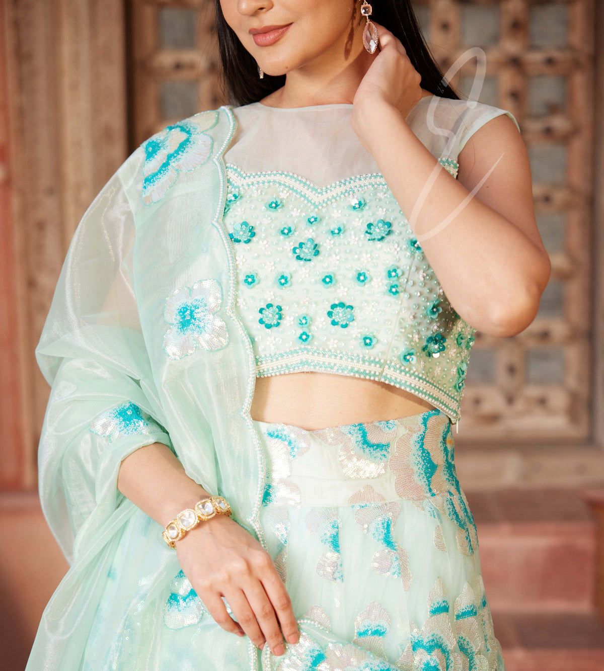 Cream Lehenga