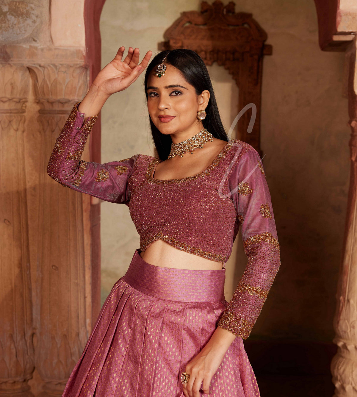 Mauve-pink Lehenga