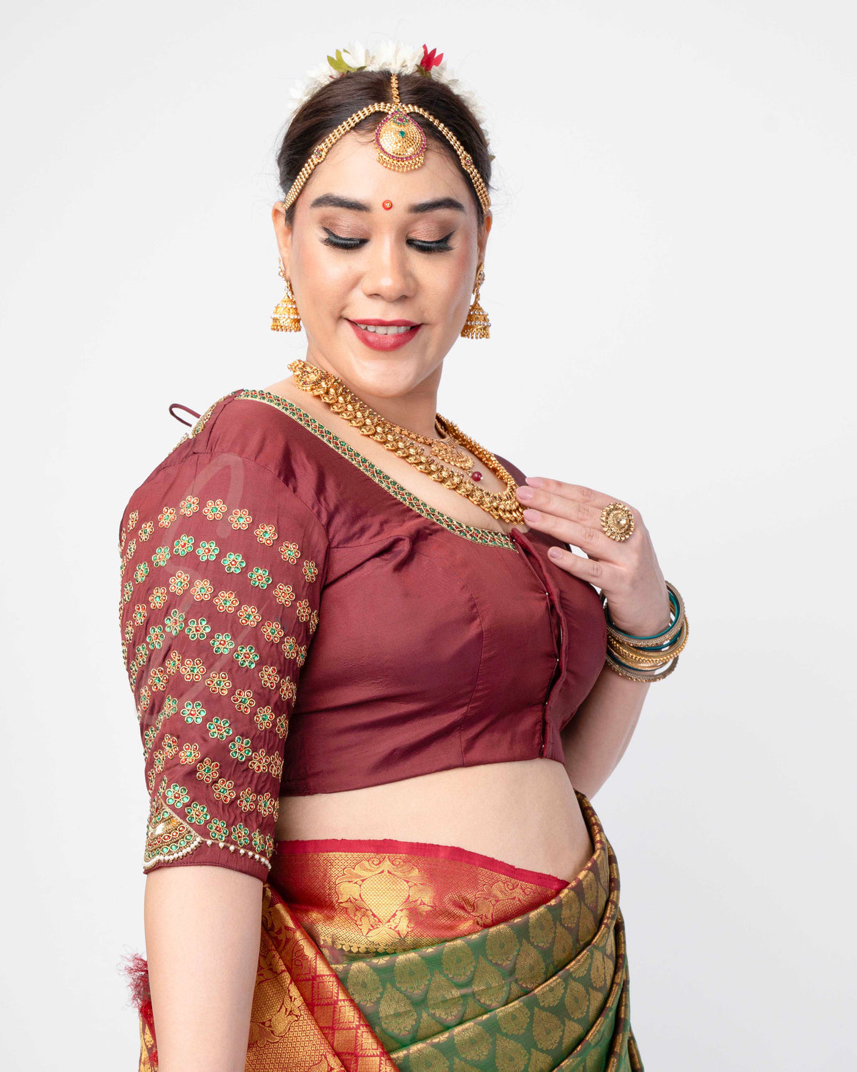 Deep Maroon Silk Cotton Blouse