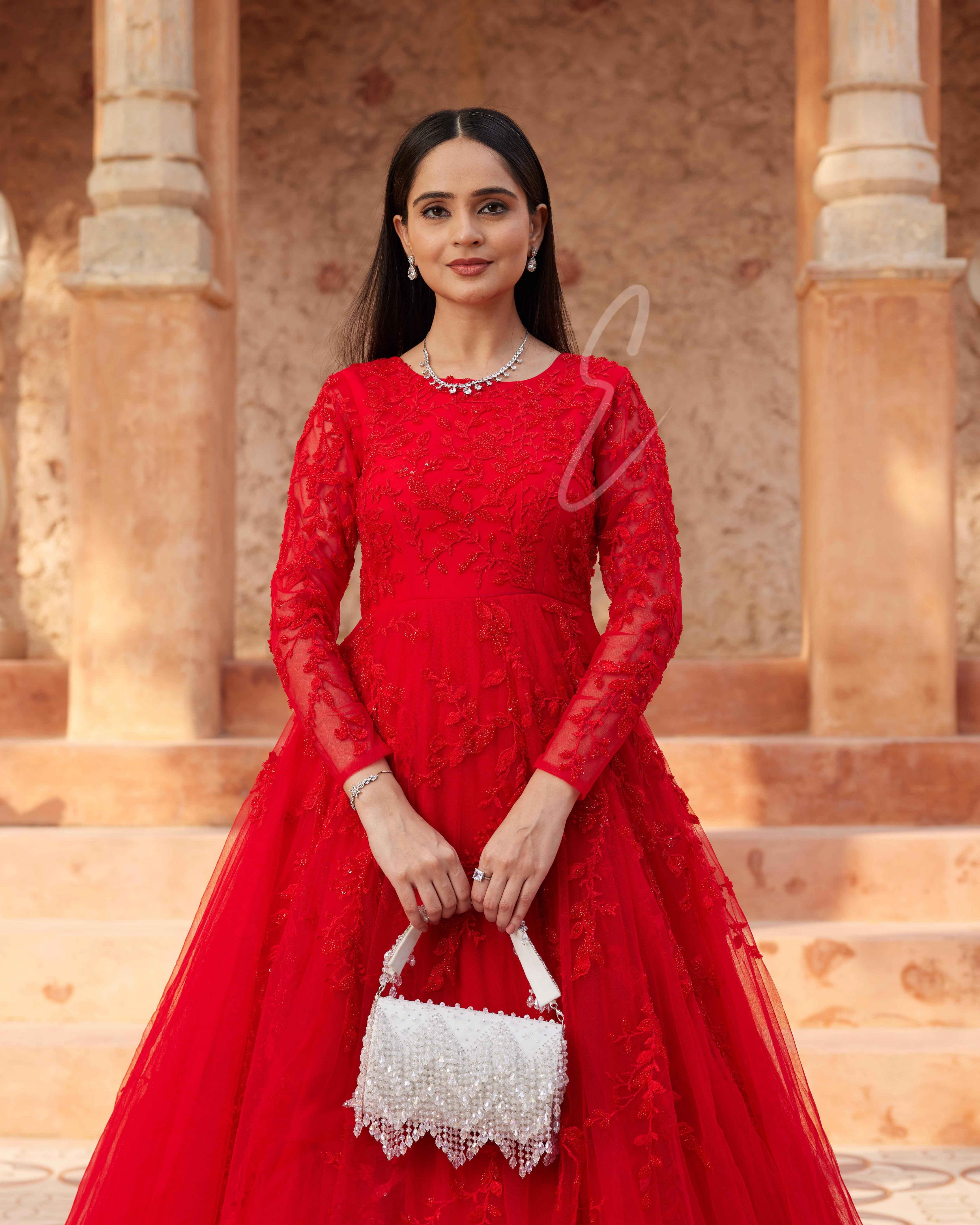 Red Flared Gown
