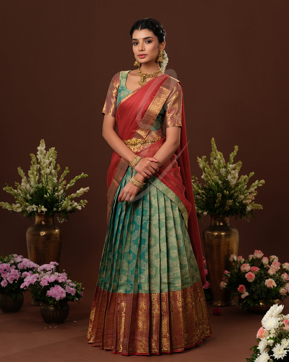 beautiful green and brown Kora Tissue silk