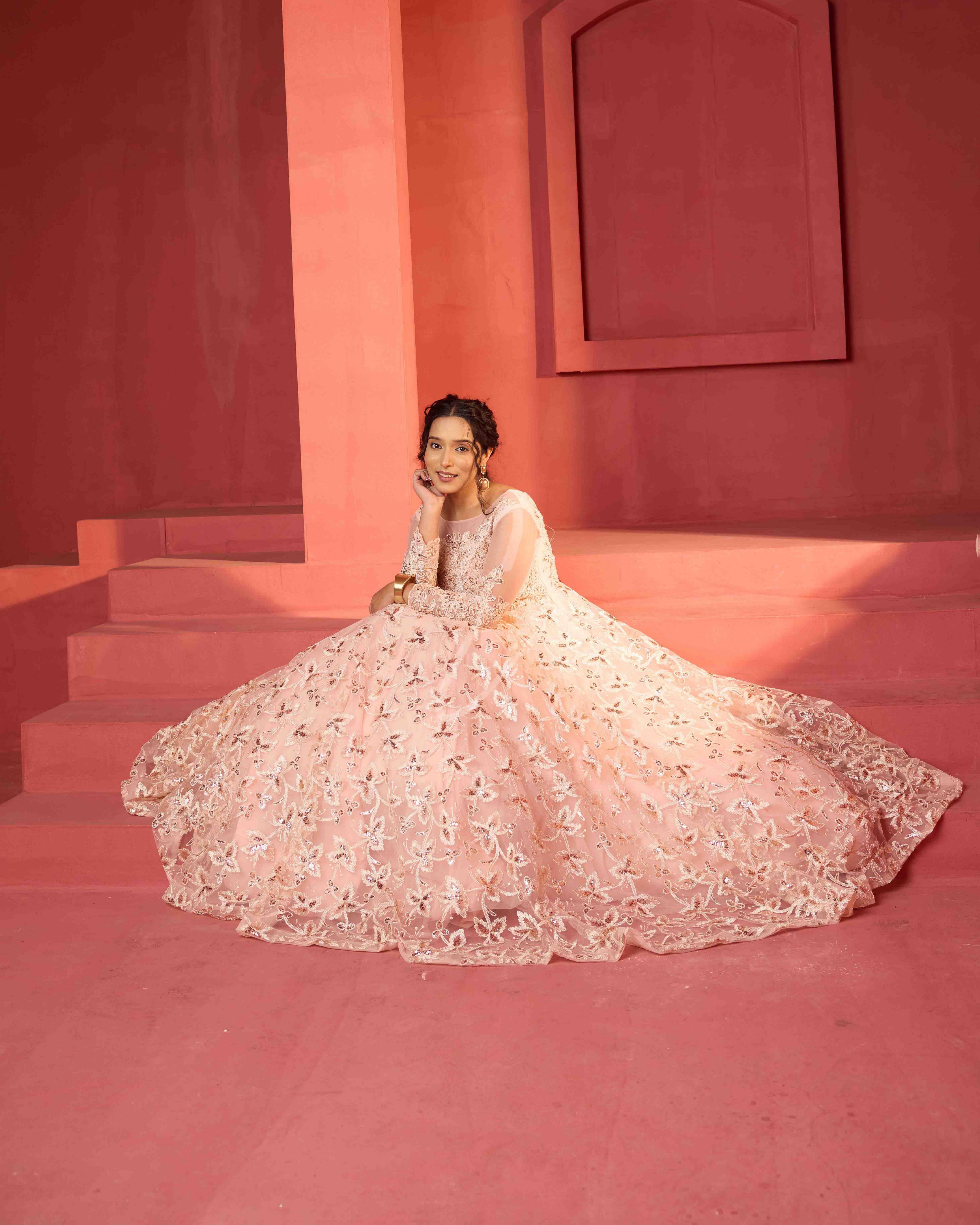Peach-flared Gown