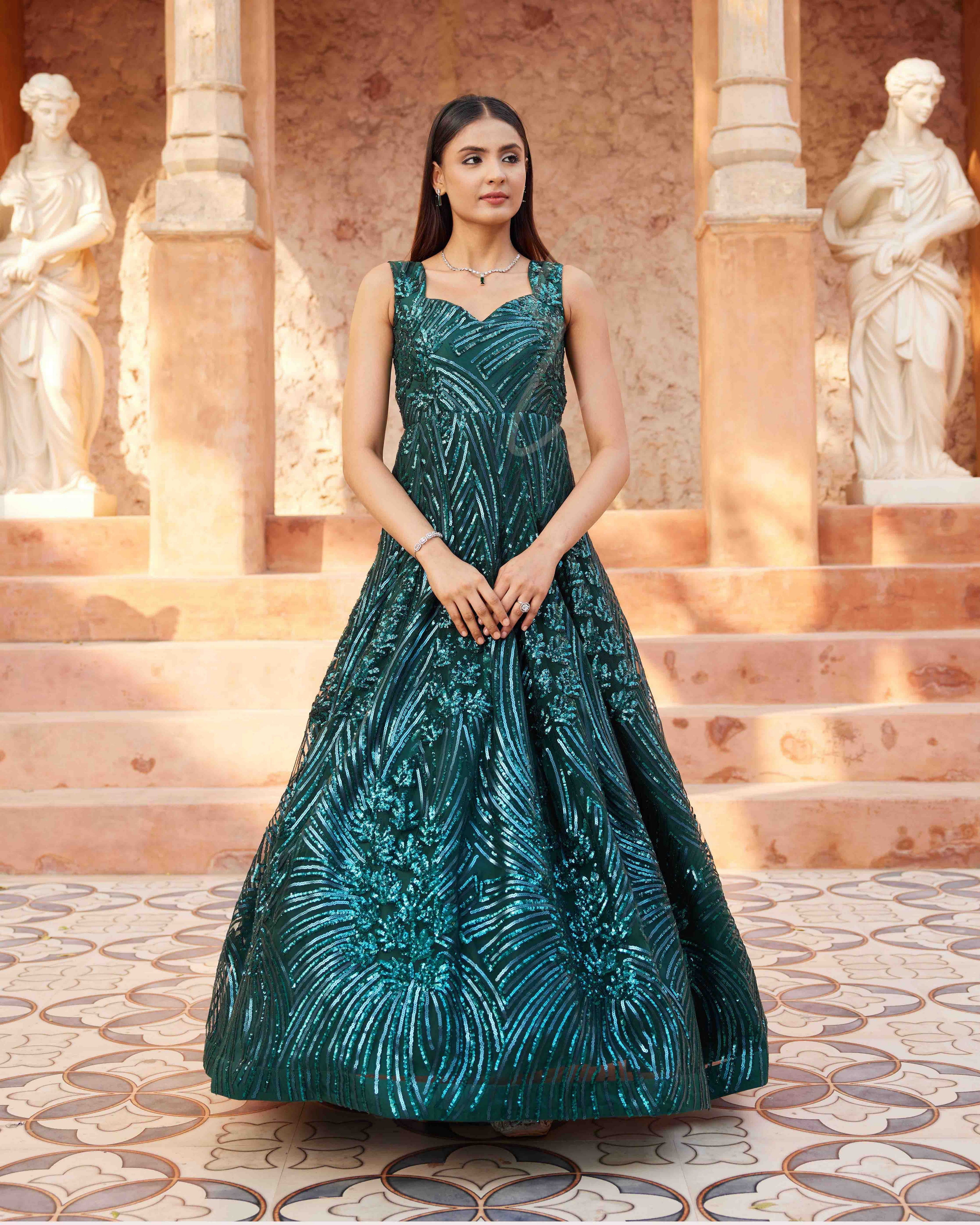 Rama Green Flared Gown