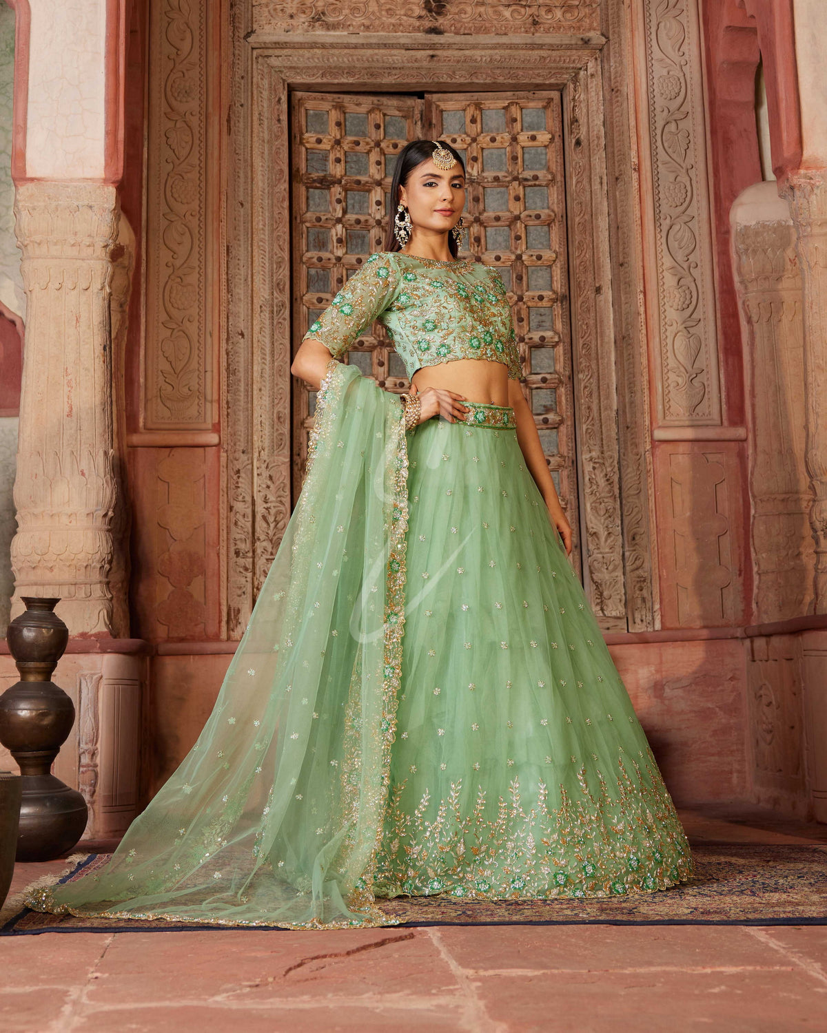 Premium Aqua Green Lehenga