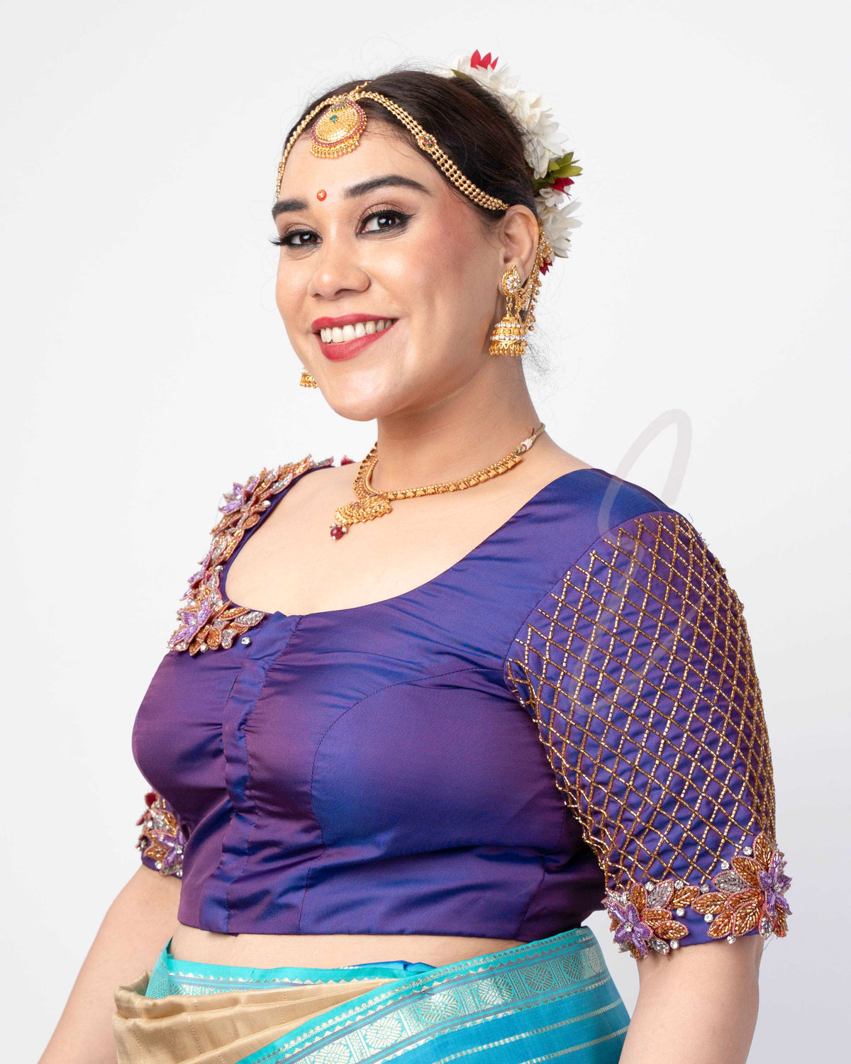 A violet silk cotton blouse