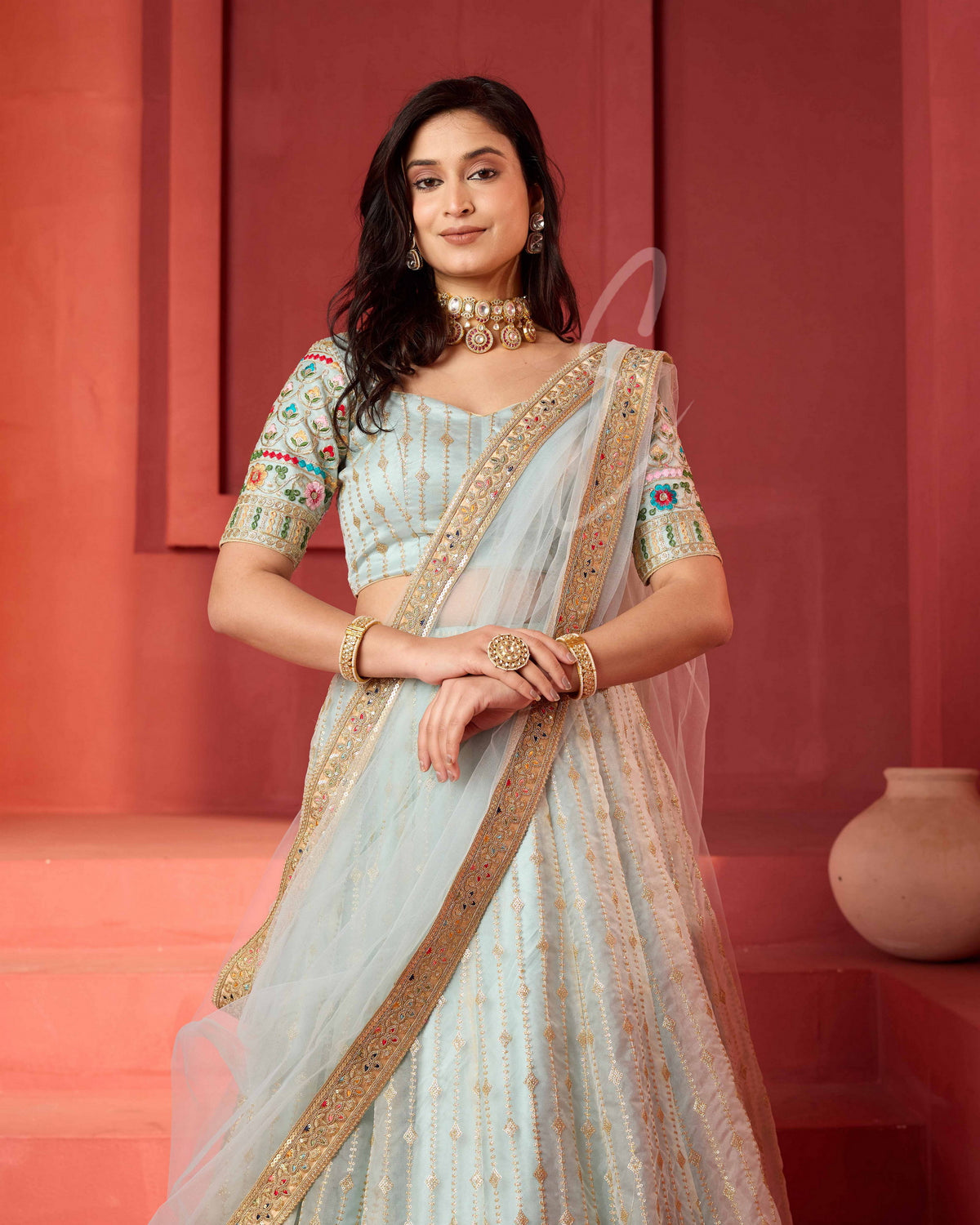 This sea green lehenga
