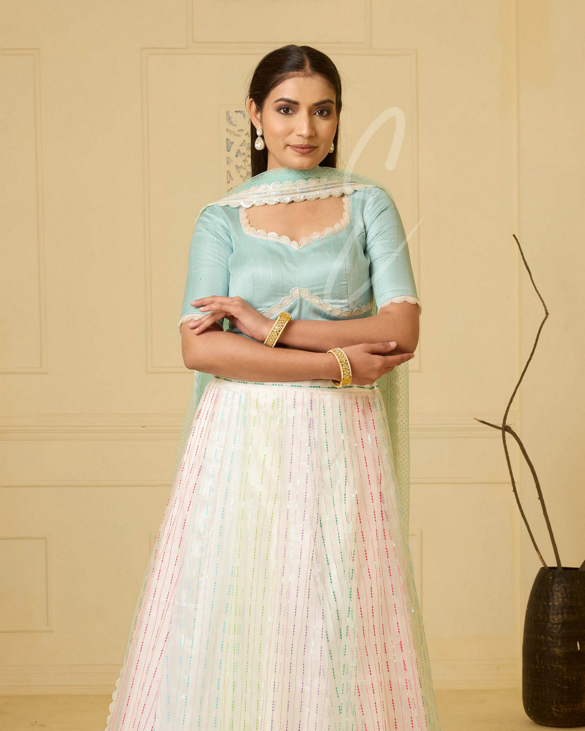 A stunning light blue lehenga