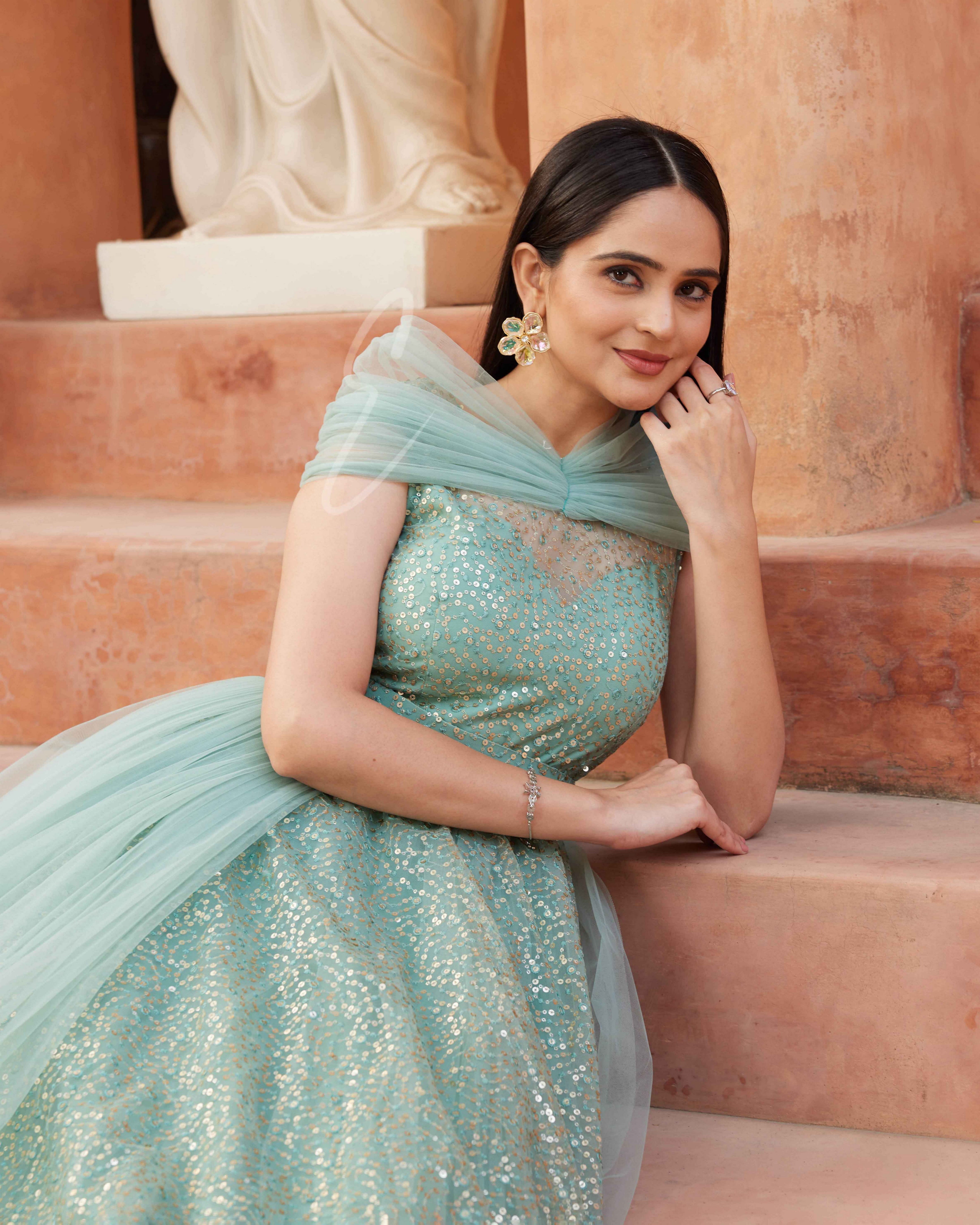 Seagreen Flared Gown