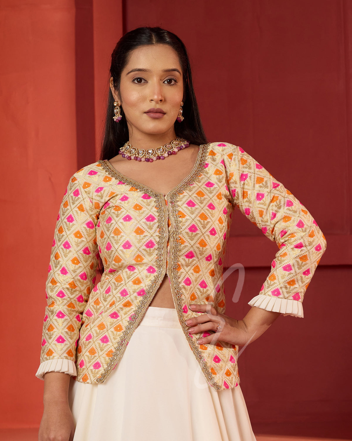 A flowing cream premium georgette skirt
