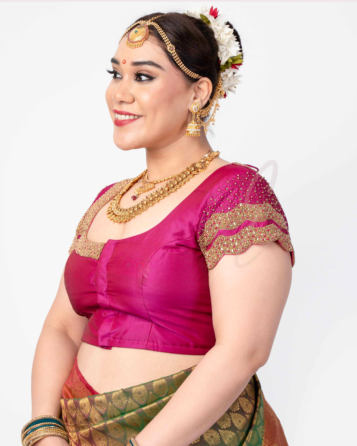 Dark Pink Silk Cotton Blouse