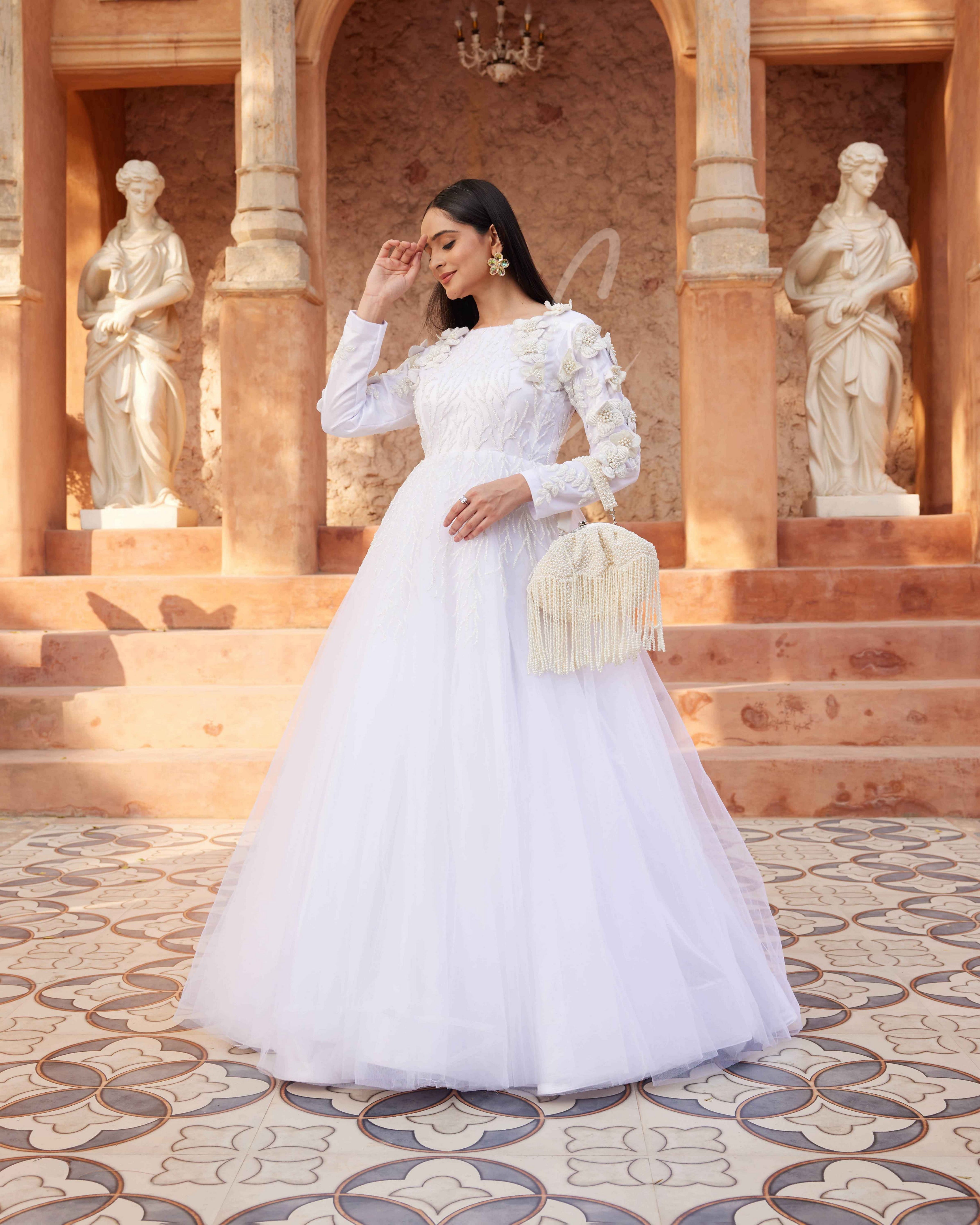 White Flared Gown