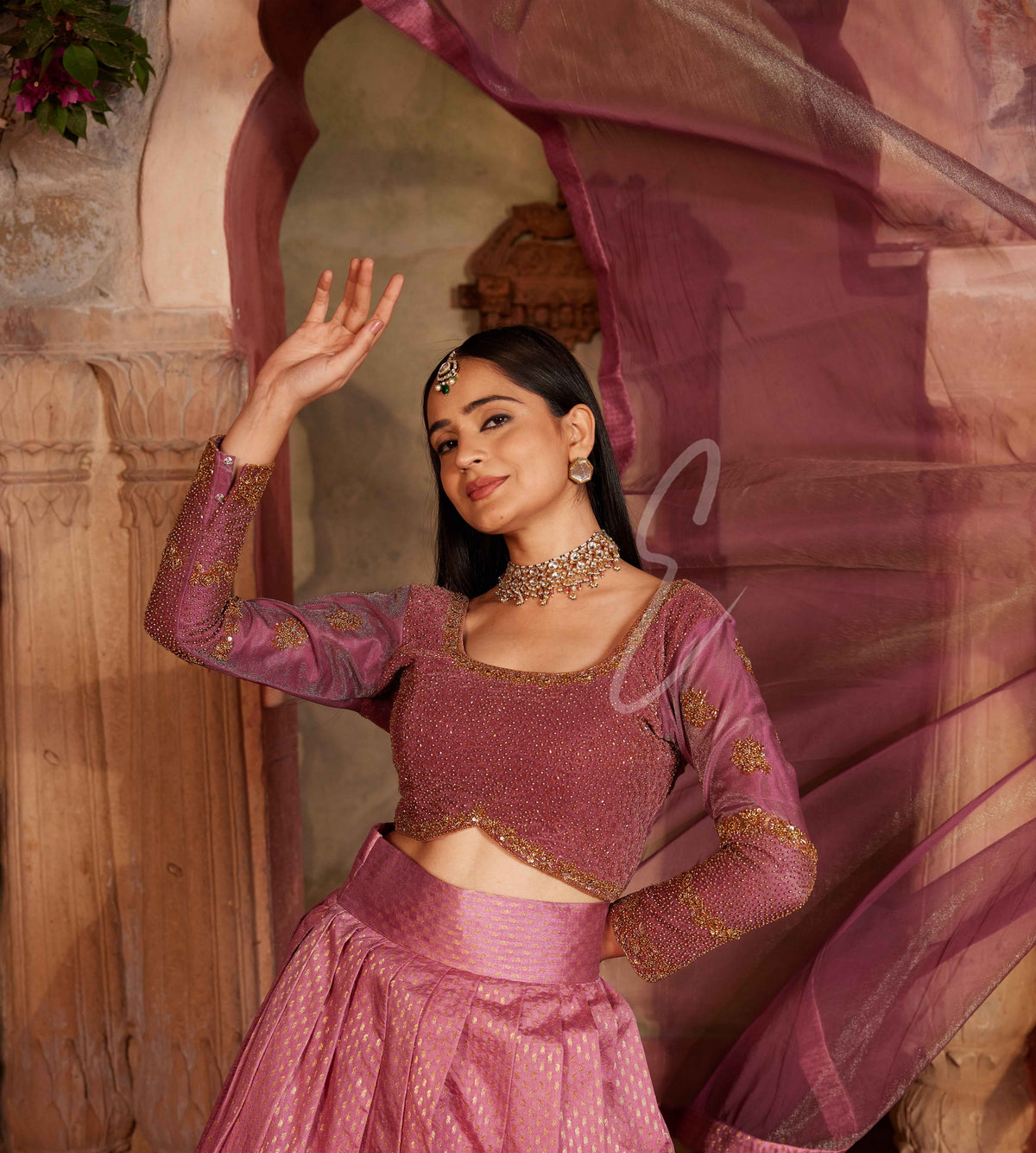 Mauve-pink Lehenga