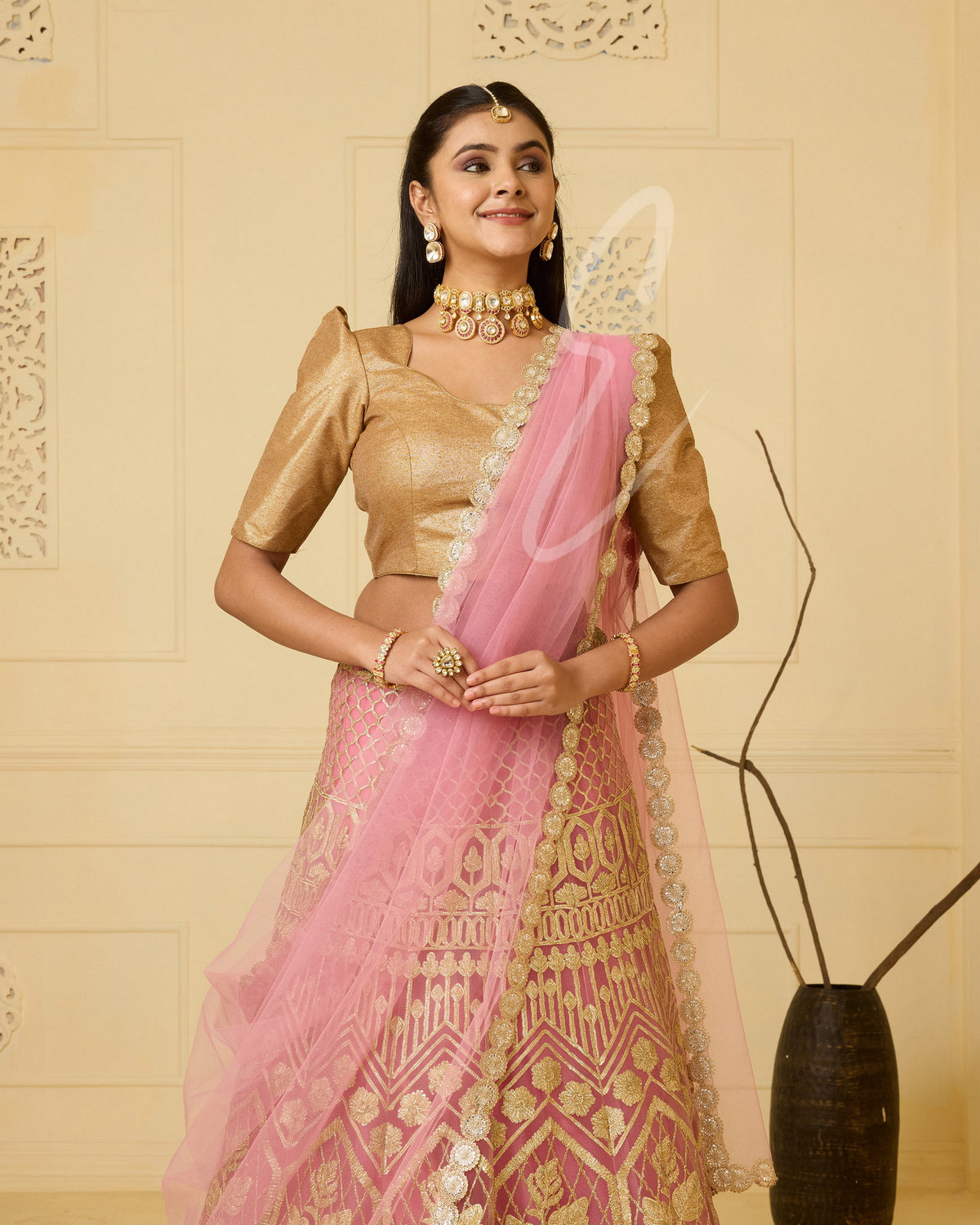 A pink lehenga