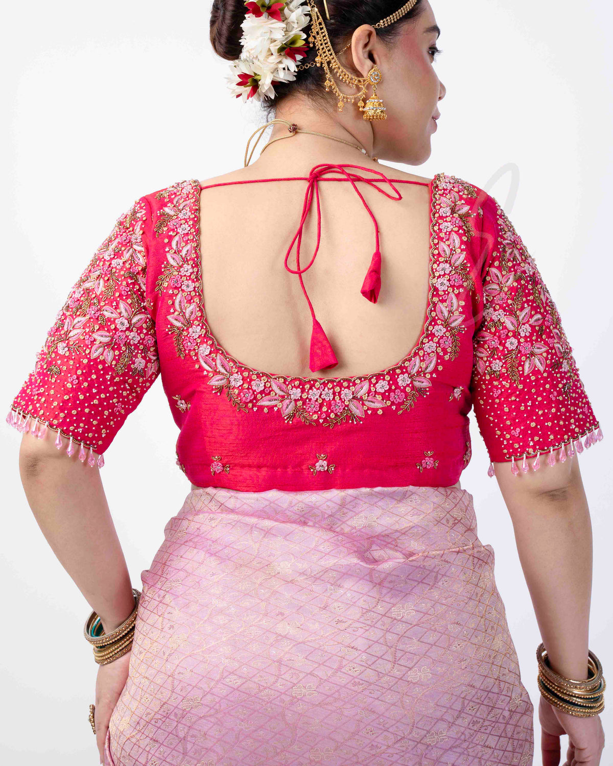 Pink Raw Silk Cotton Blouse