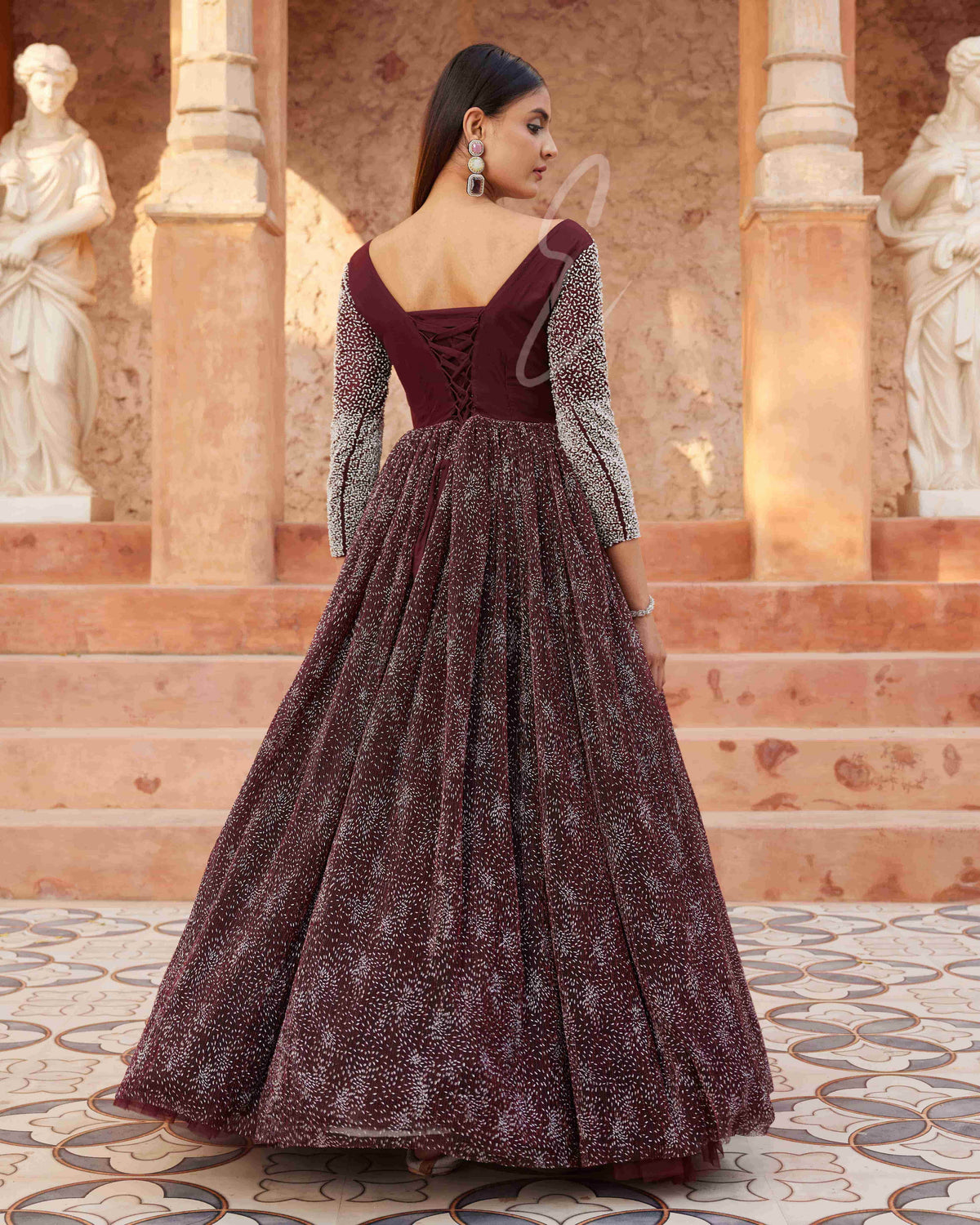 Maroon Flared Gown