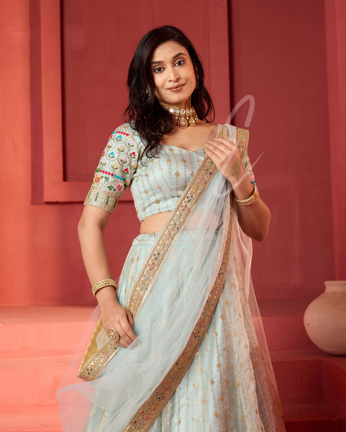This sea green lehenga