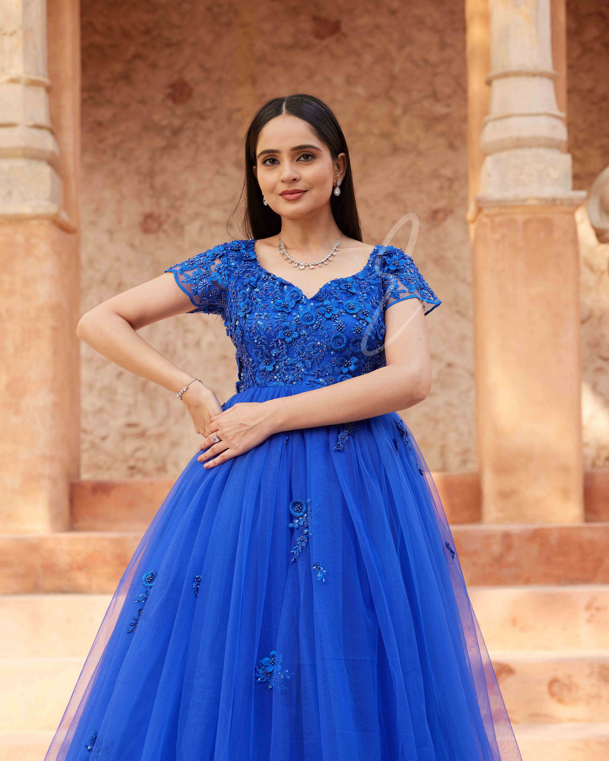 Gorgeous Blue Flared Gown
