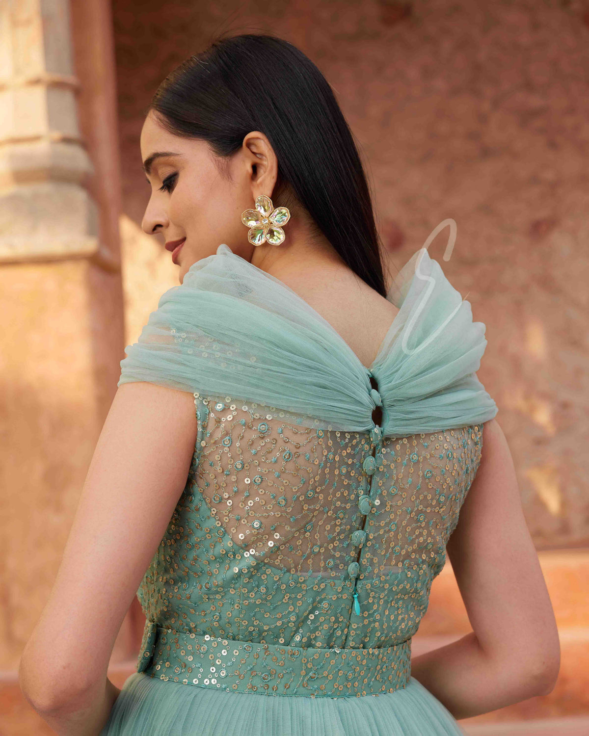 Seagreen Flared Gown