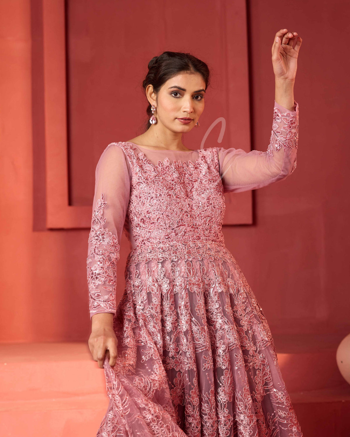 Mild Pink Flared Gown