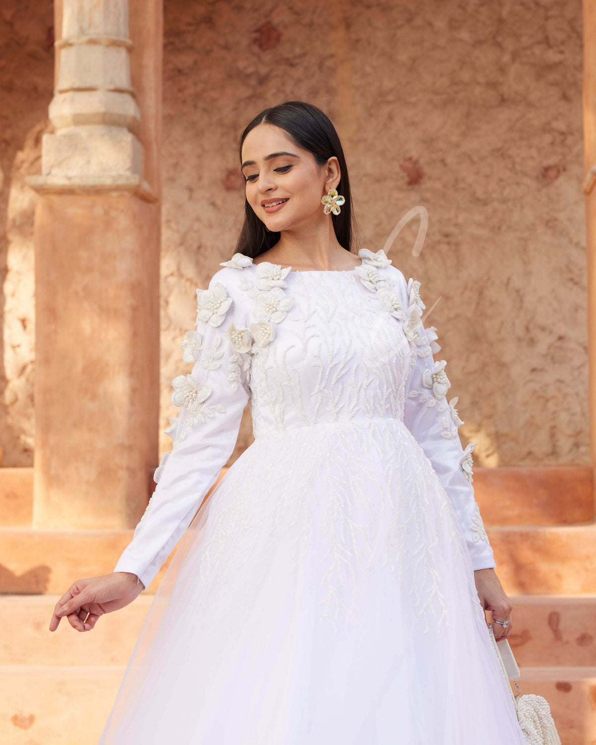 White Flared Gown