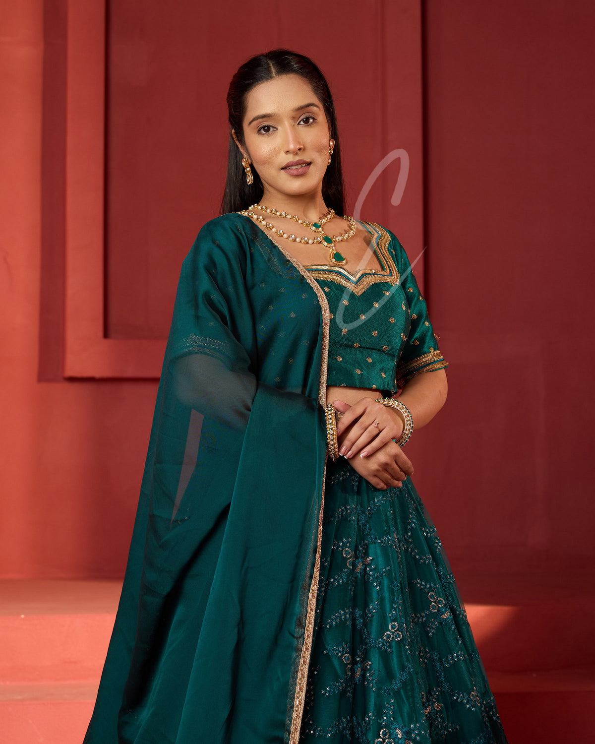 Rama green Lehanga
