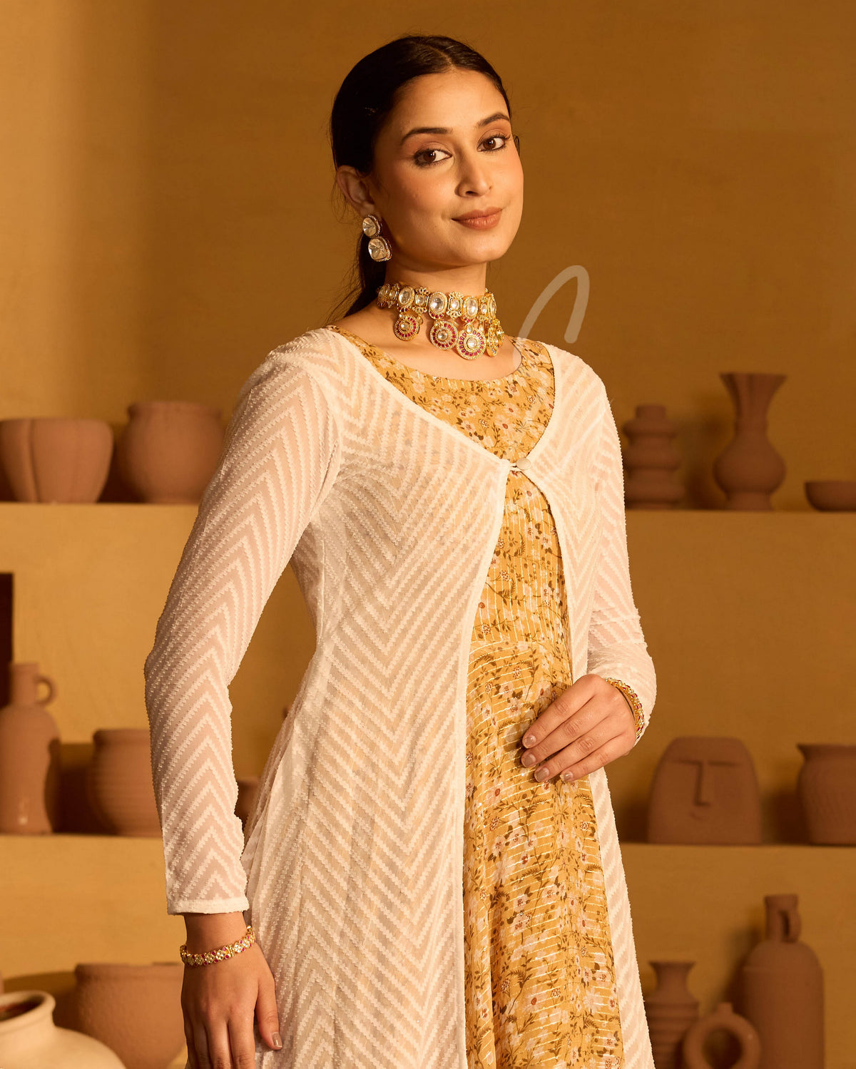 A yellow georgette gown